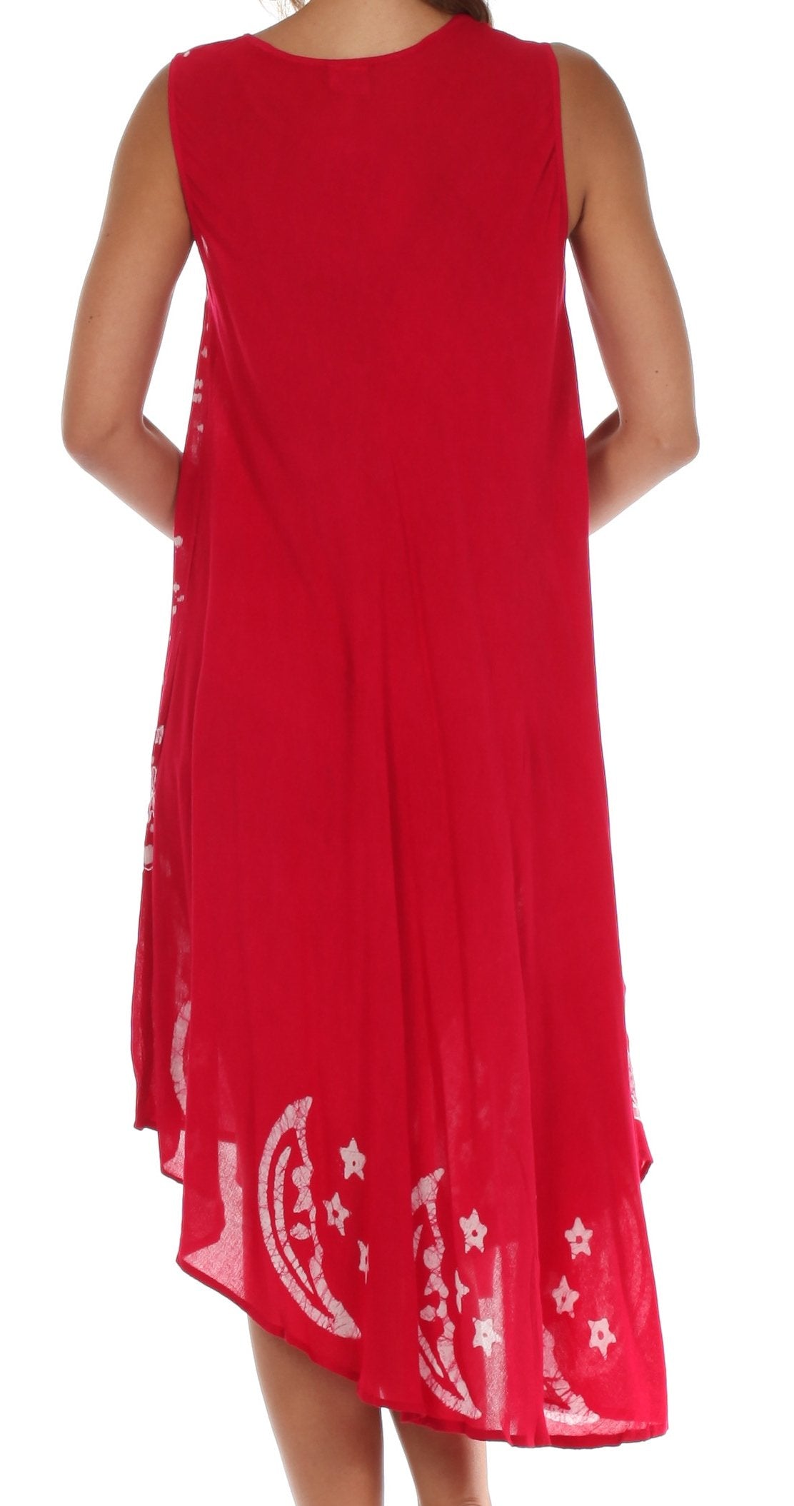 Red dress with white patterns on a white background