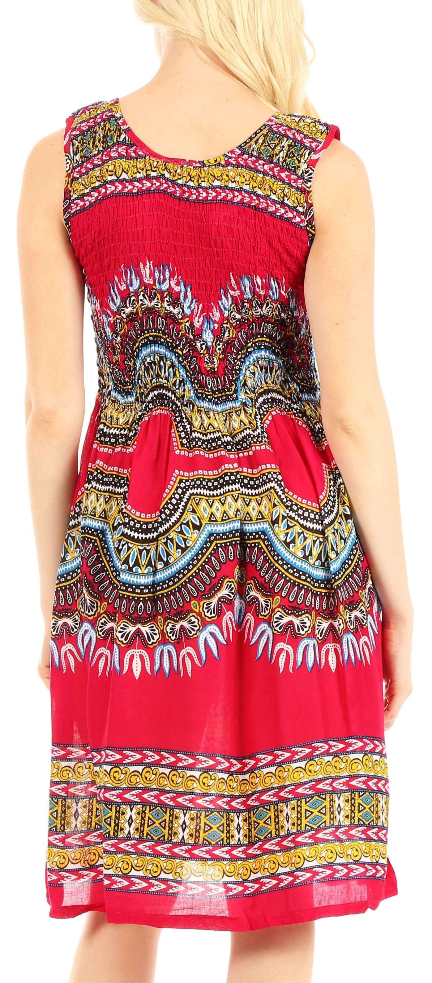 Red dress with colorful pattern on a person