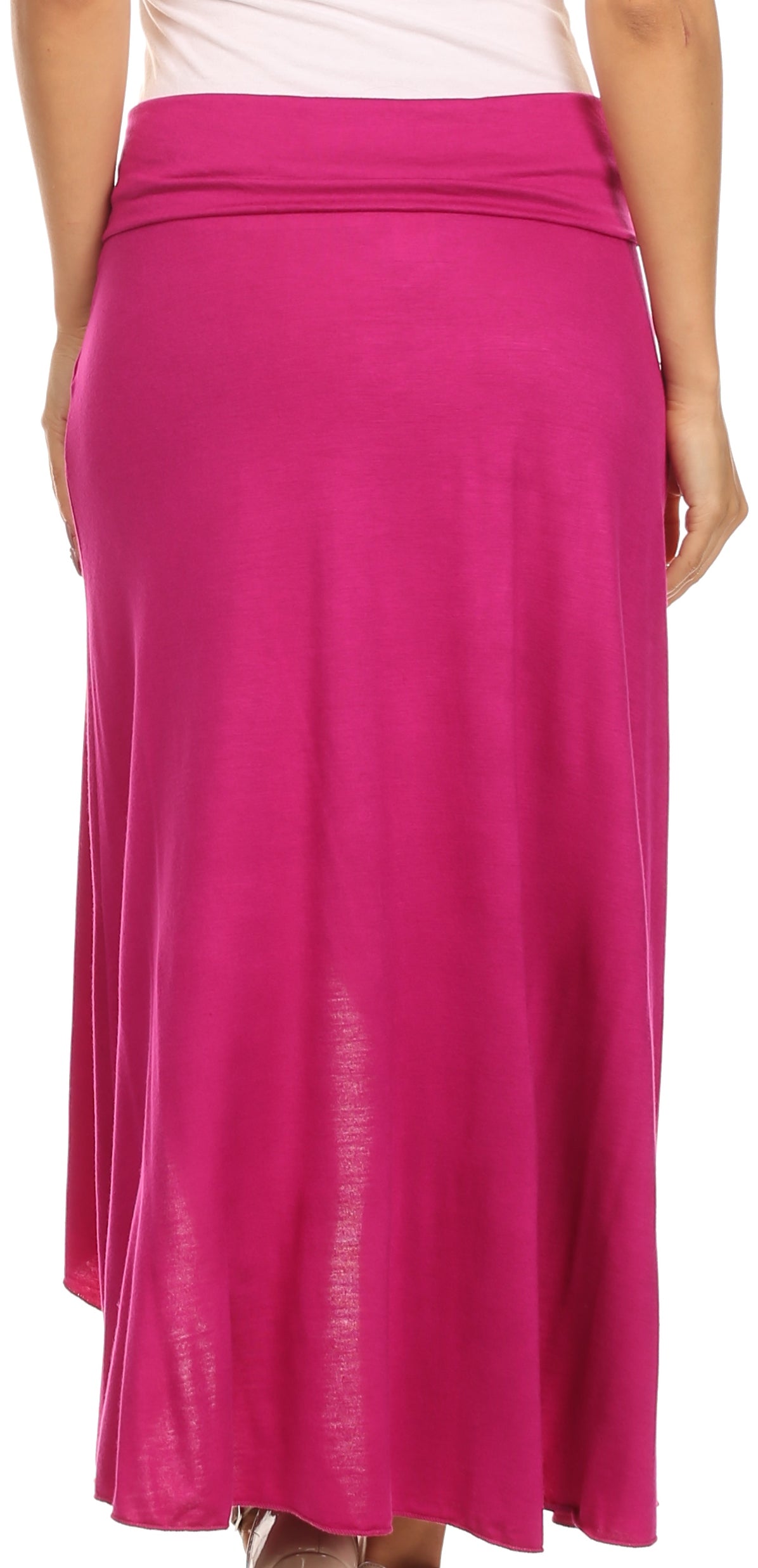 Pink skirt worn by a person on a white background
