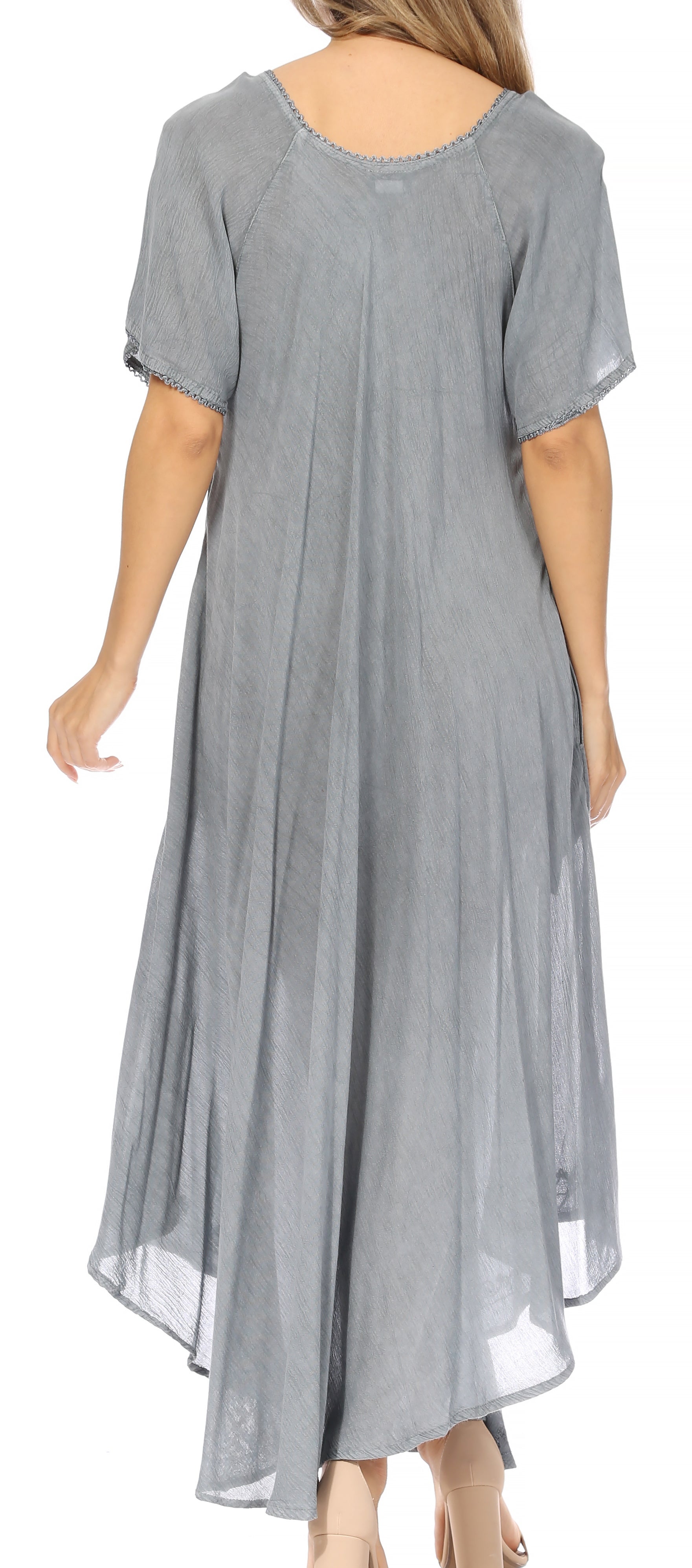 Gray dress with short sleeves on a white background