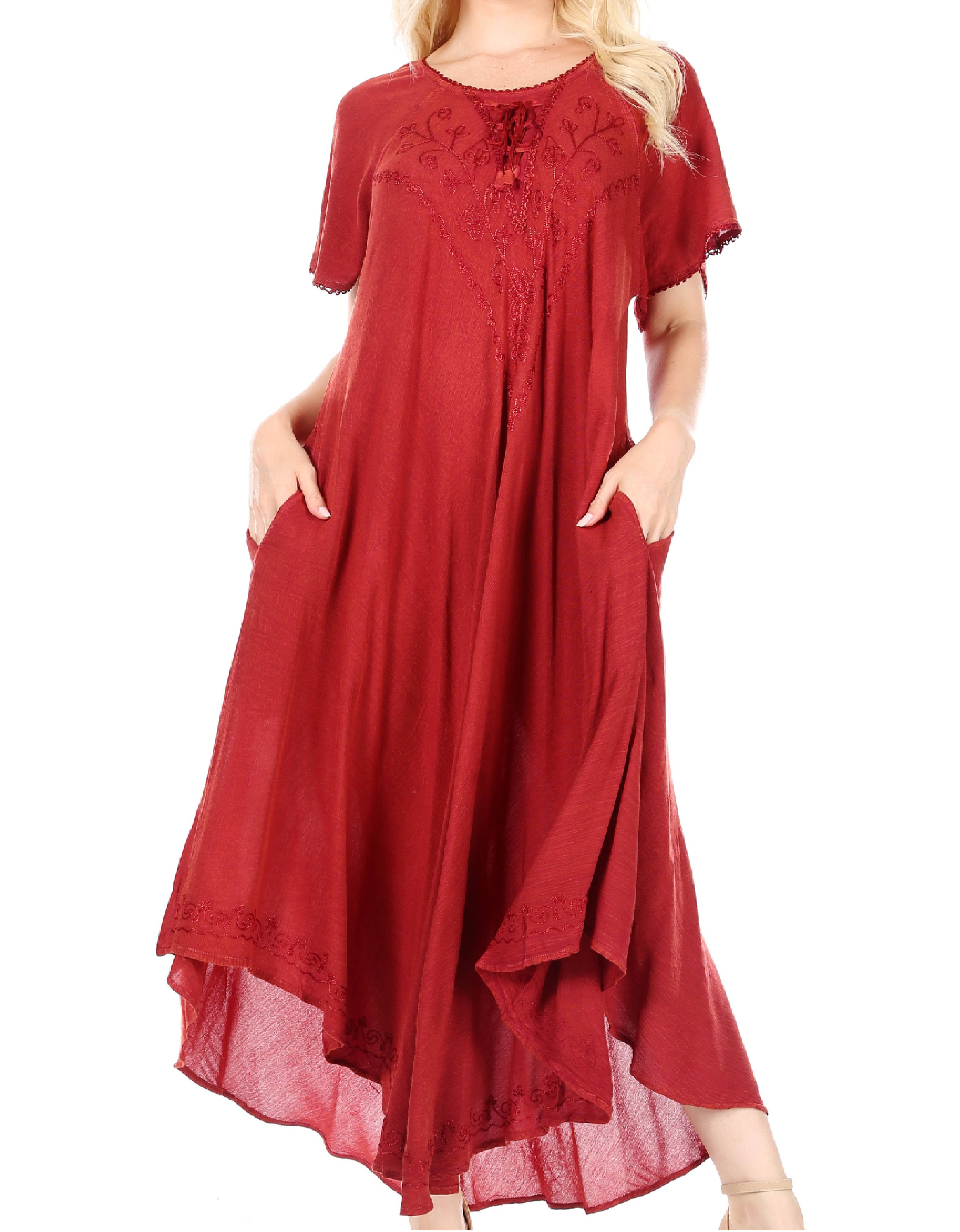 Red dress with lace details on a white background