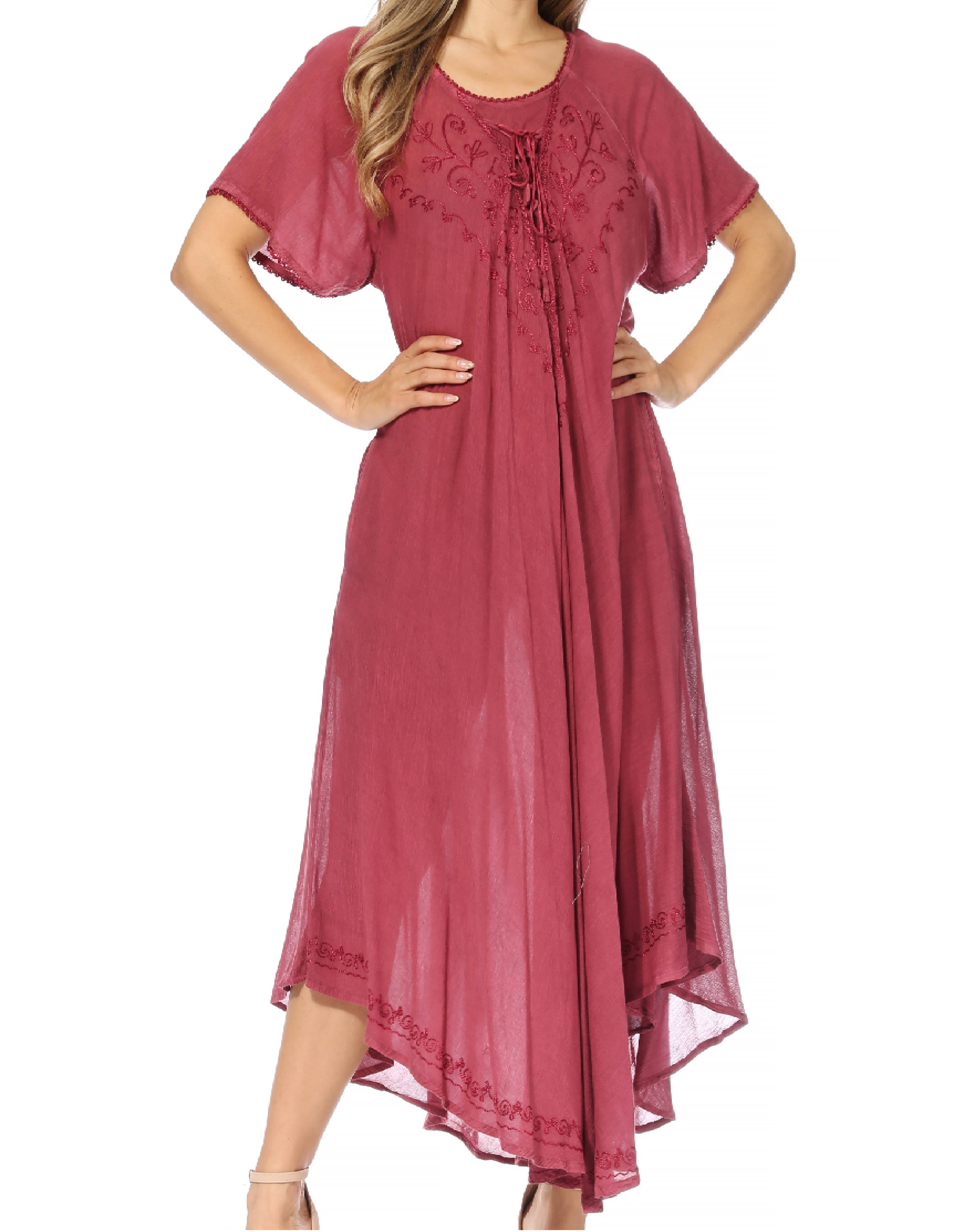 Red dress with lace details on a white background