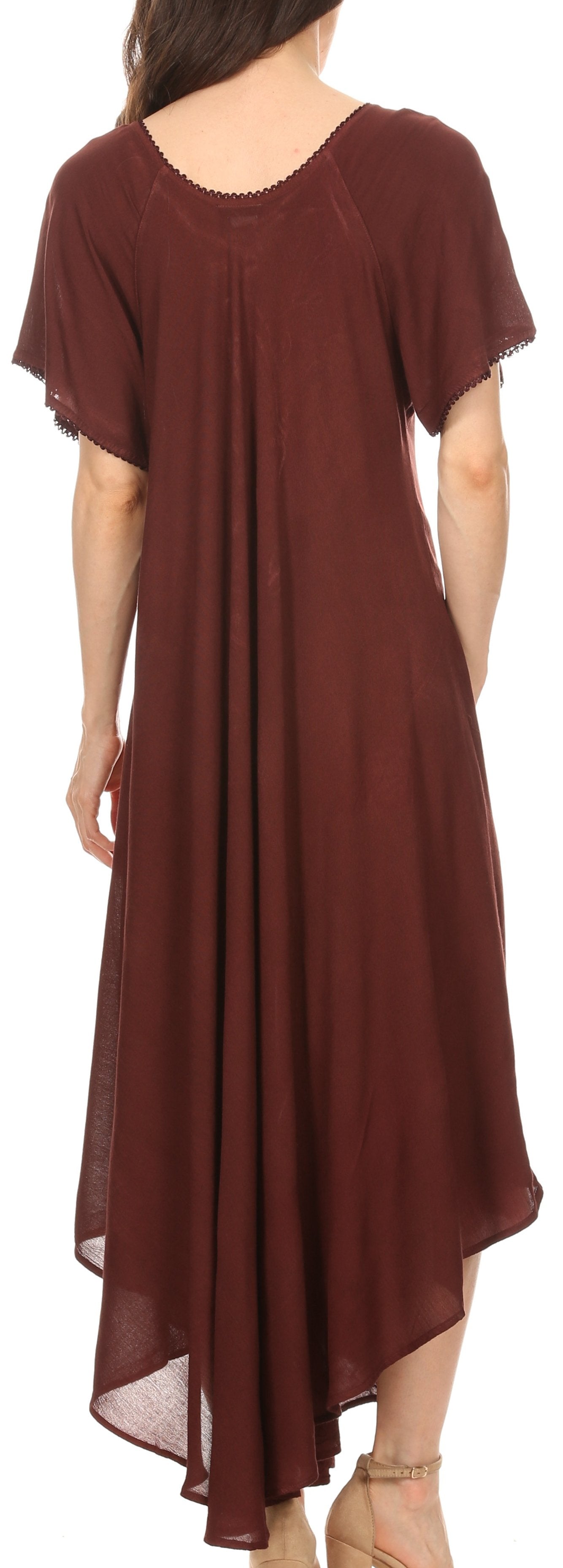 Brown dress with a high-low hem on a white background
