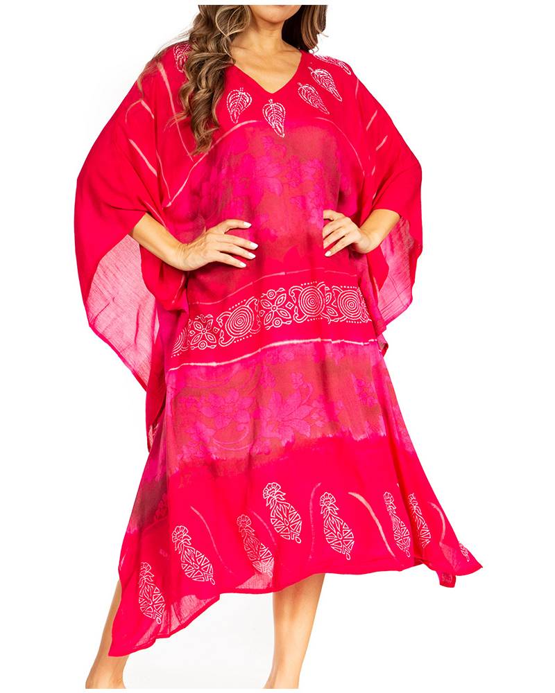 Pink dress with white patterns on a white background