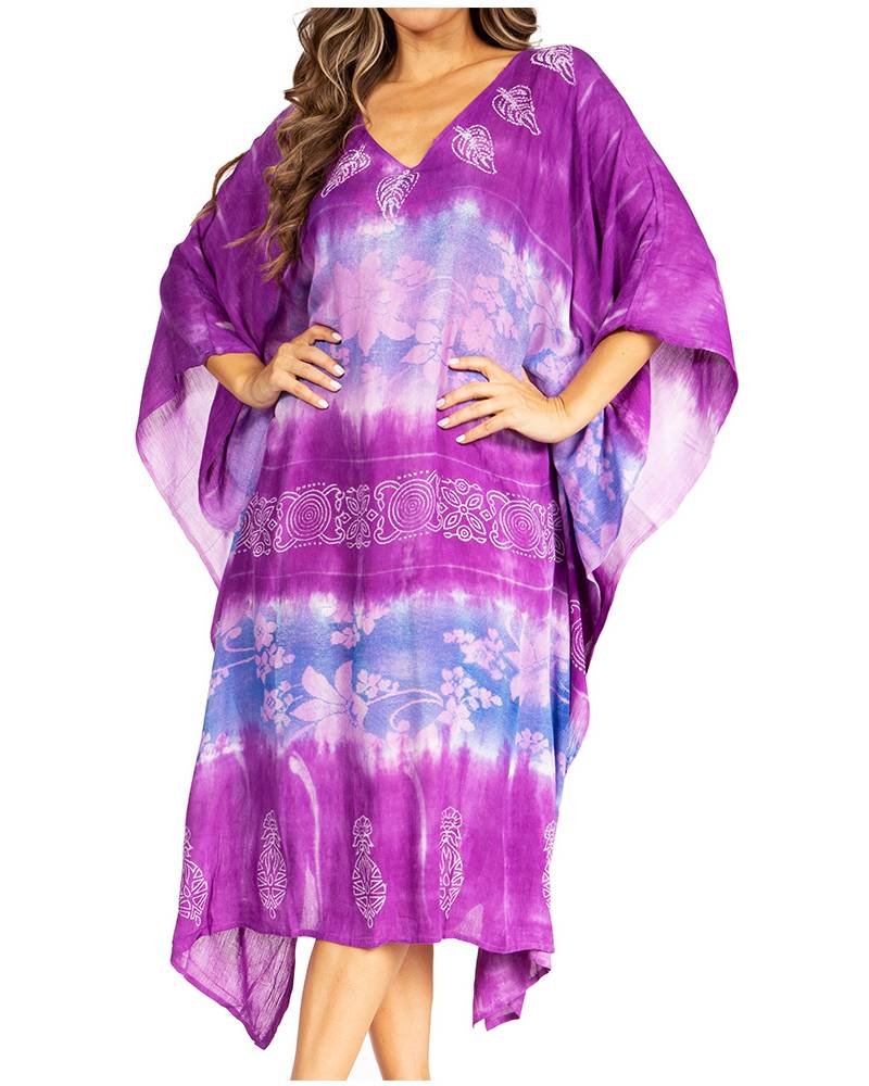 Purple butterfly patterned dress on a white background