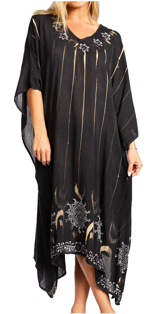 Black caftan with white embroidery on a white background