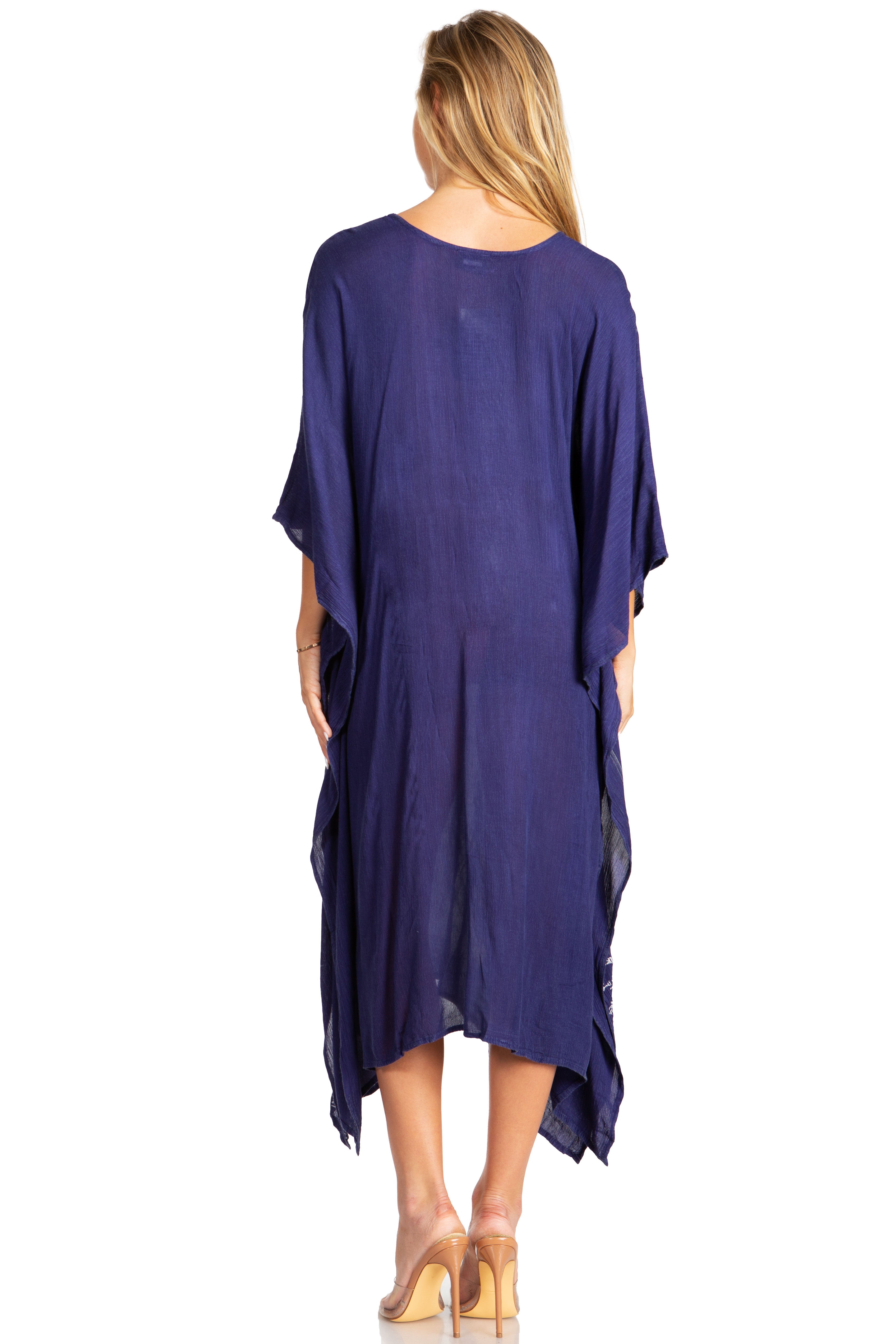 Woman wearing a purple dress with a white background