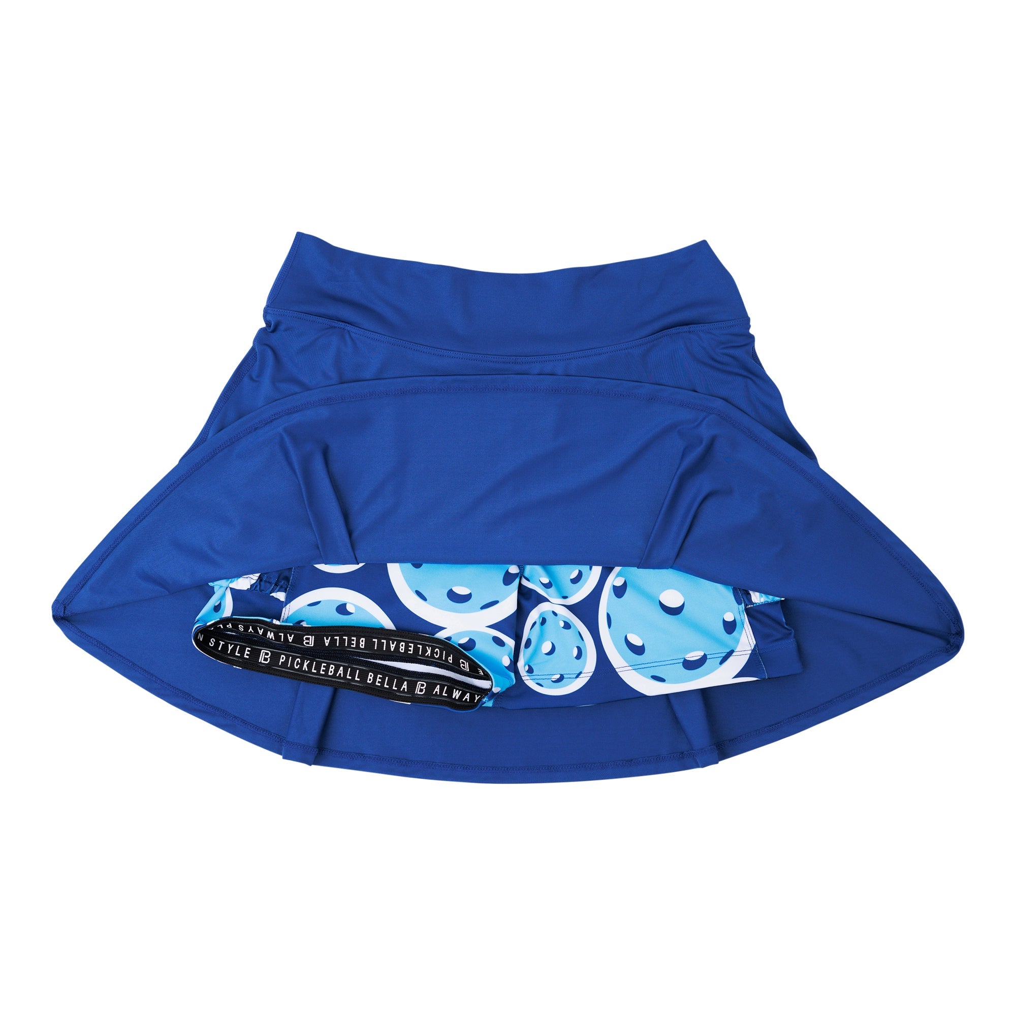 Blue skirt with a decorative belt on a white background