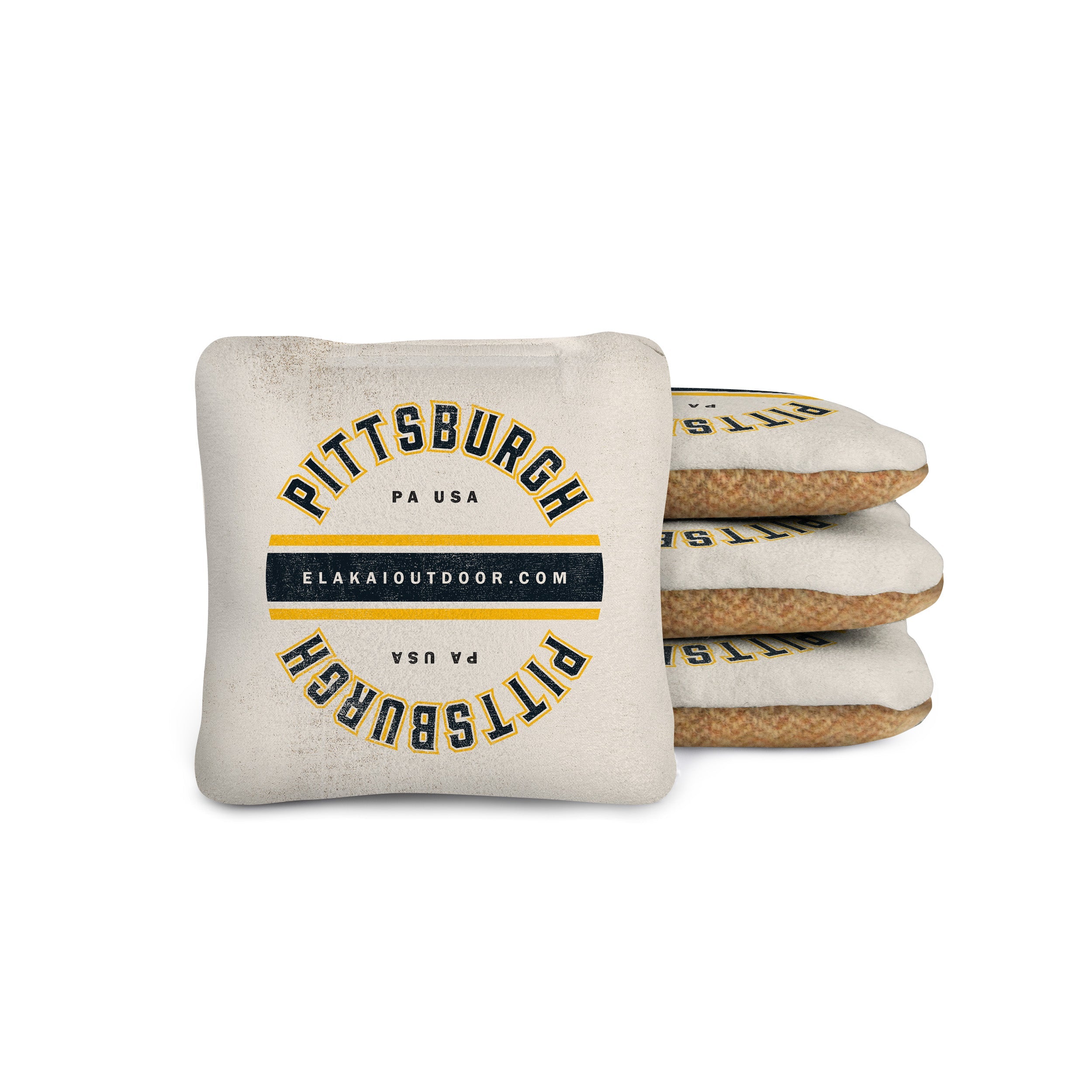 Set of four Pittsburgh-themed coasters with a white background