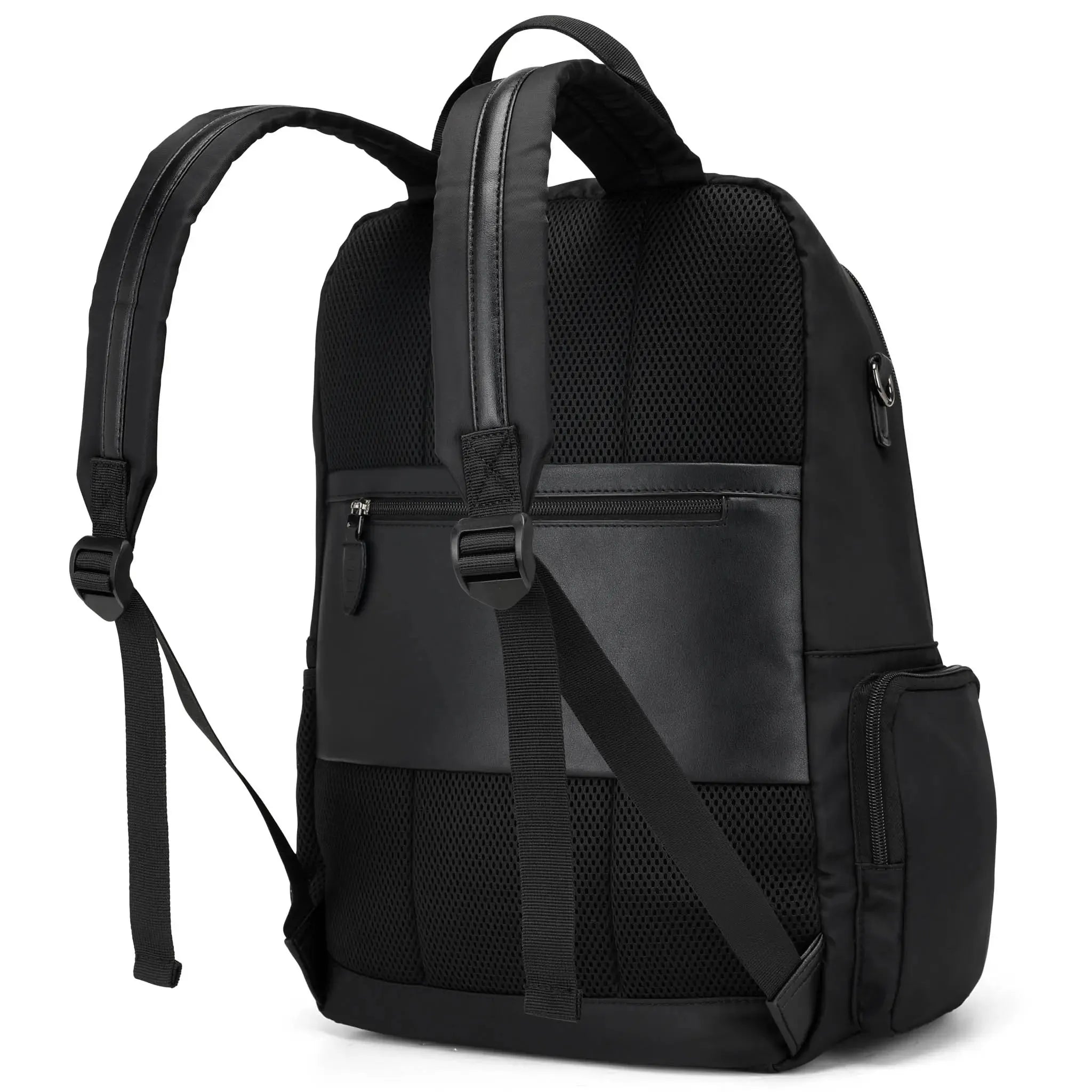 Black backpack on a white background