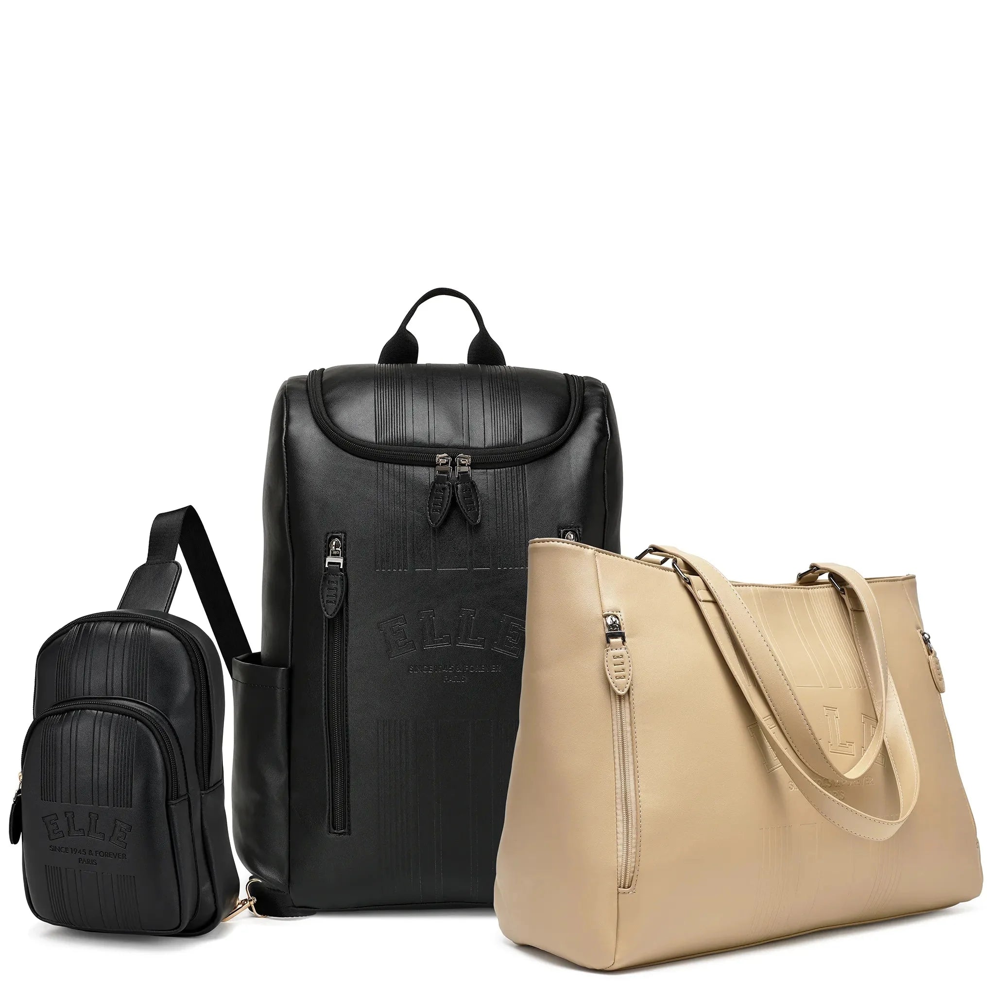 ELLE Roamer 3 Piece Weekender, Backpack & Crossbody Set Black