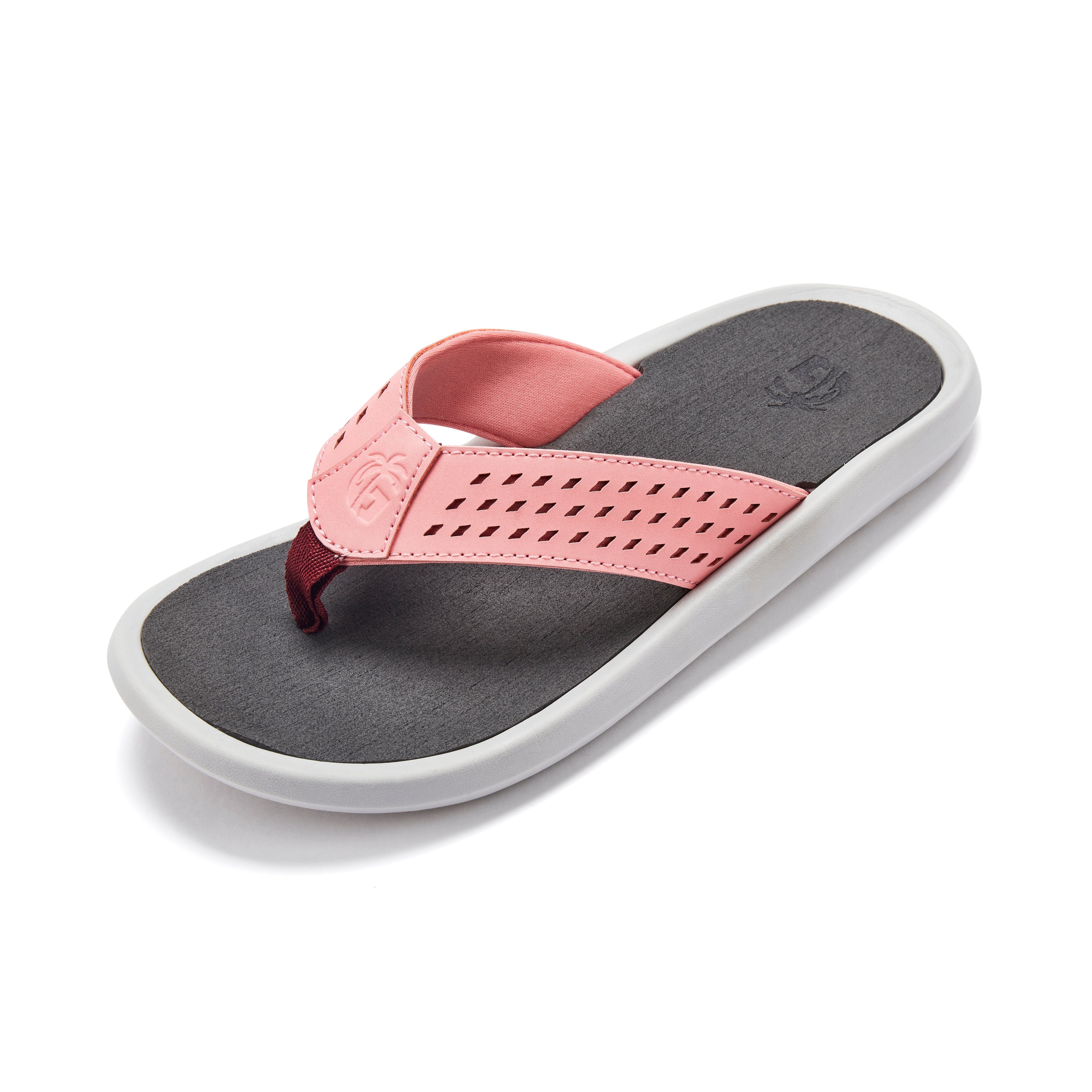 Pink and gray sandal on a white background