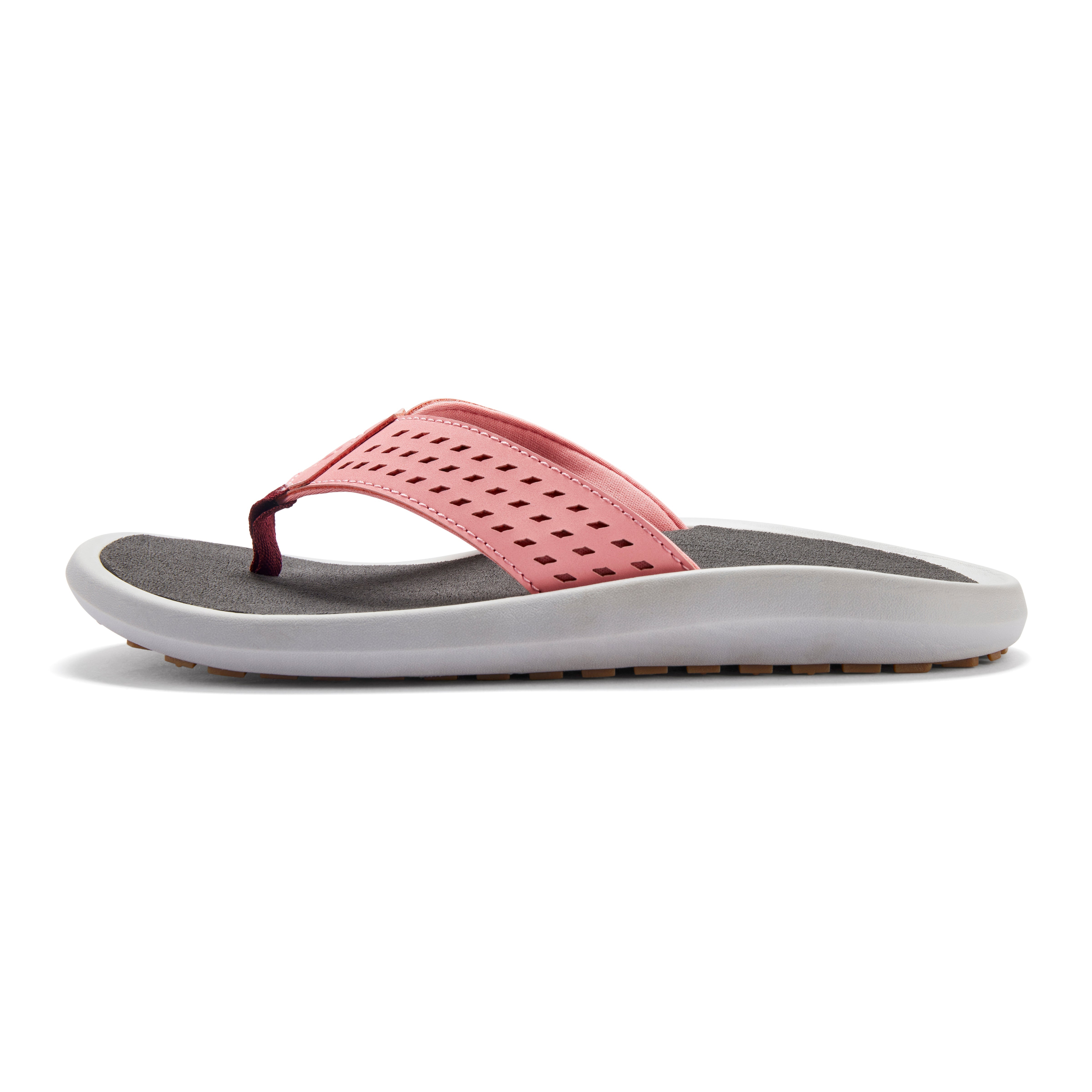 Pink sandal with gray sole on a white background
