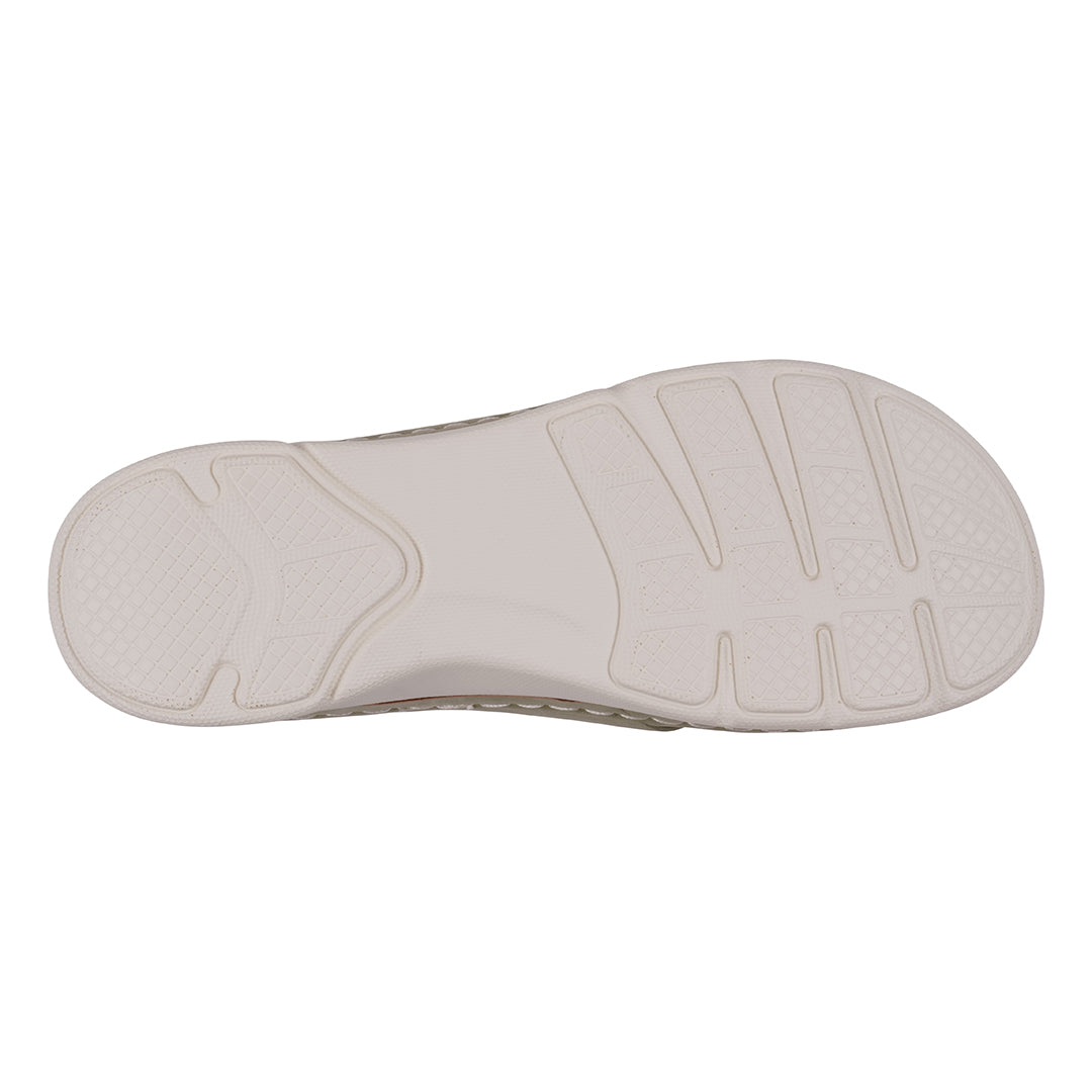 White sole of a shoe on a white background