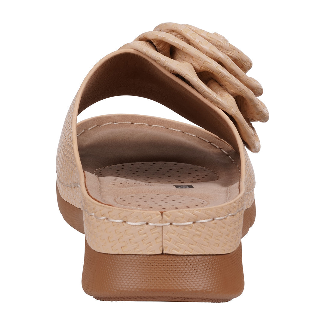 Brown sandal with a bow on a white background