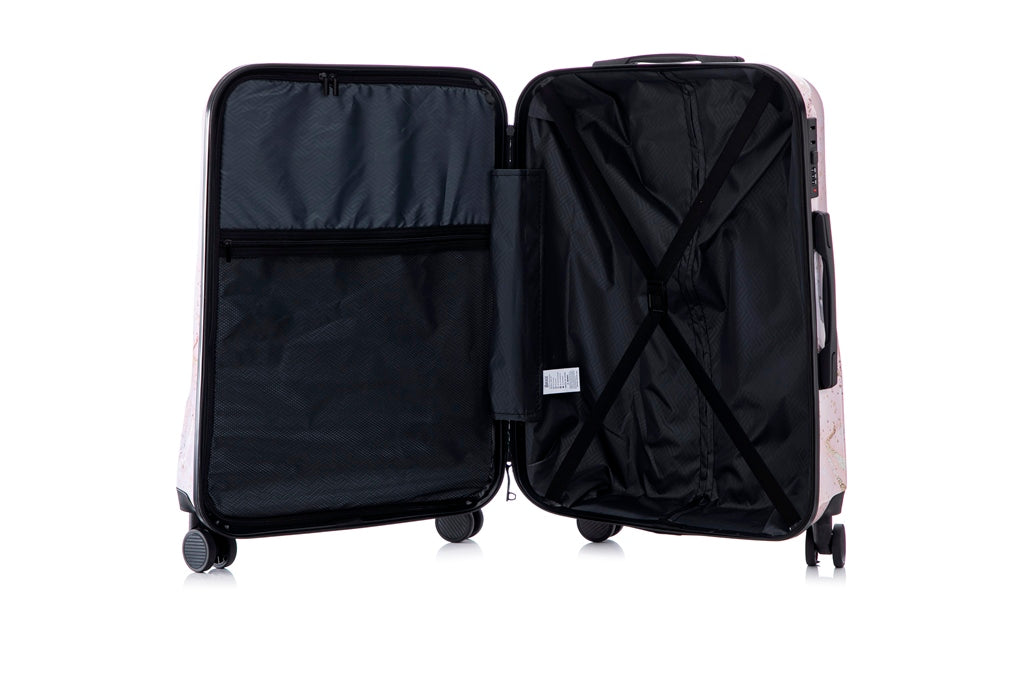 Open suitcase on a white background