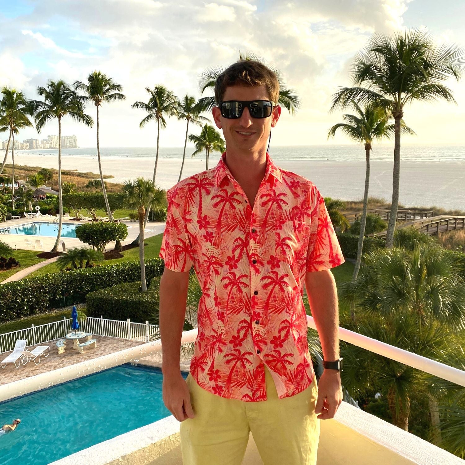 Super Stretch Fire Palms Hawaiian Shirt