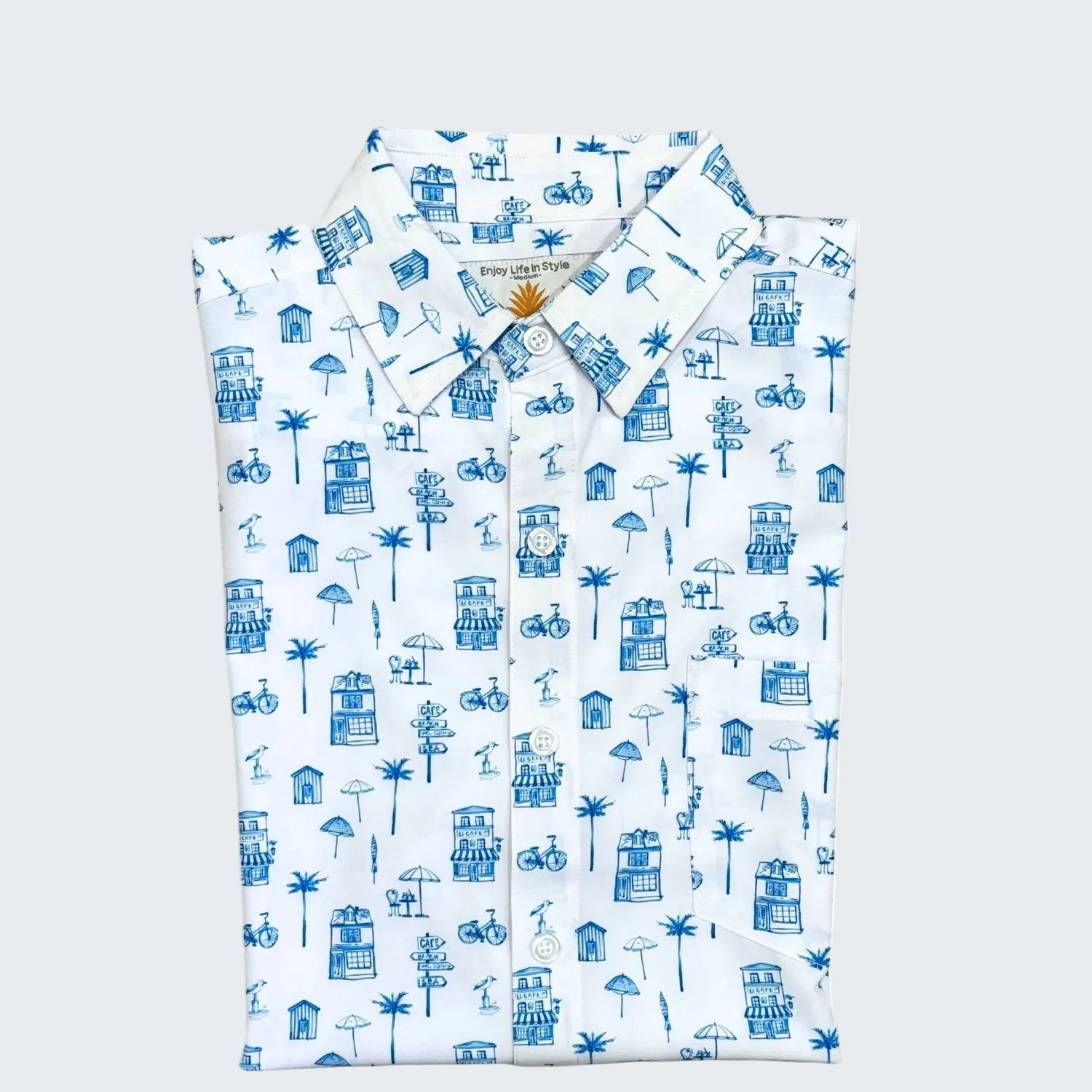 Folded shirt with blue pattern on a white background, labeled '10 Year Anniversary 2026 Limited Edition'.