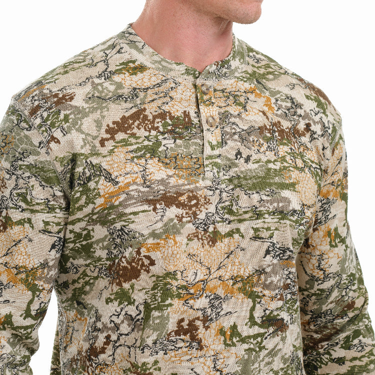 Camouflage shirt with a detailed pattern on a white background