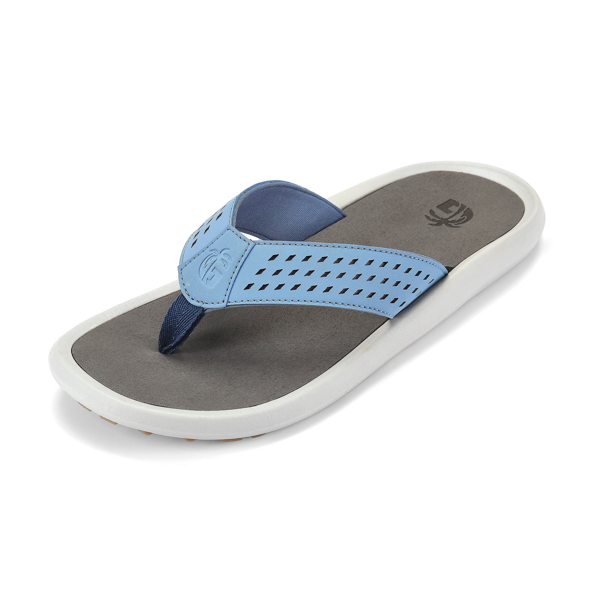 Blue and gray sandal on a white background