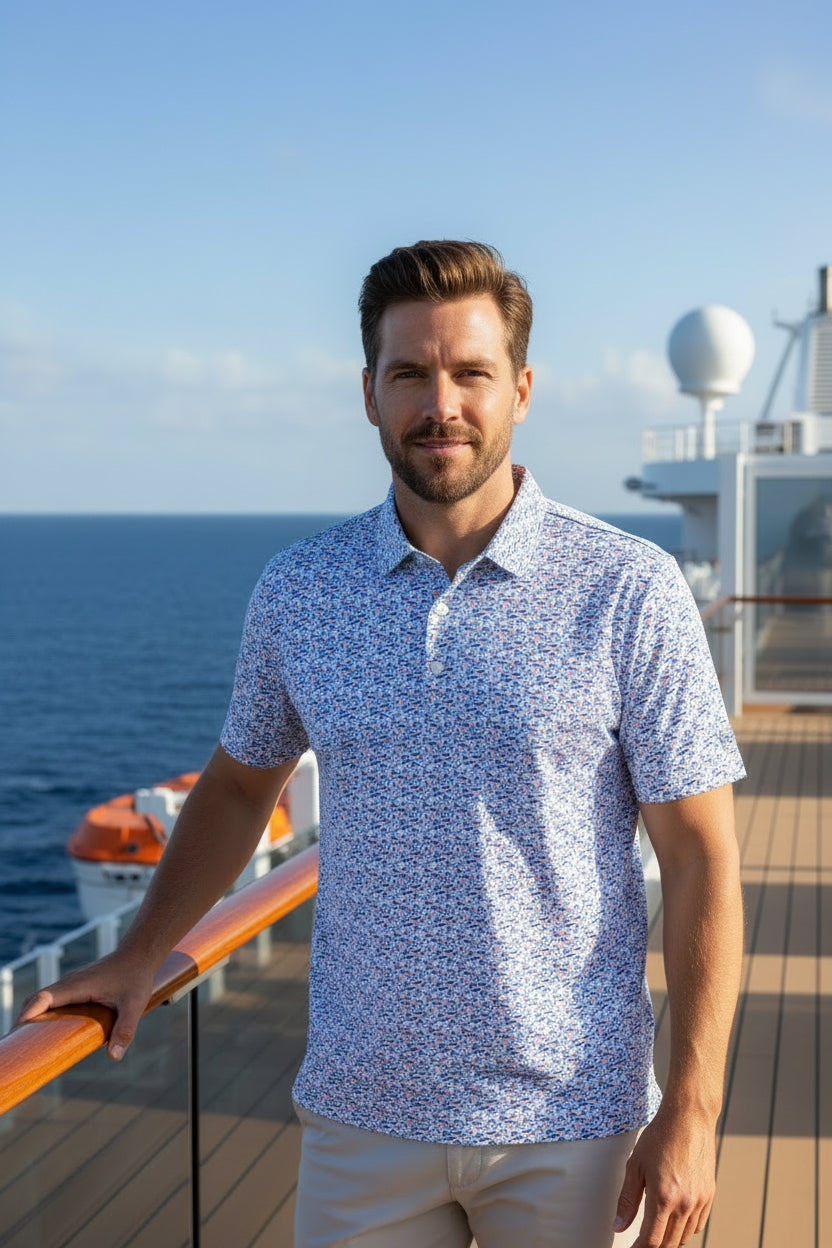 Floral patterned shirt with a visible brand logo on a white background