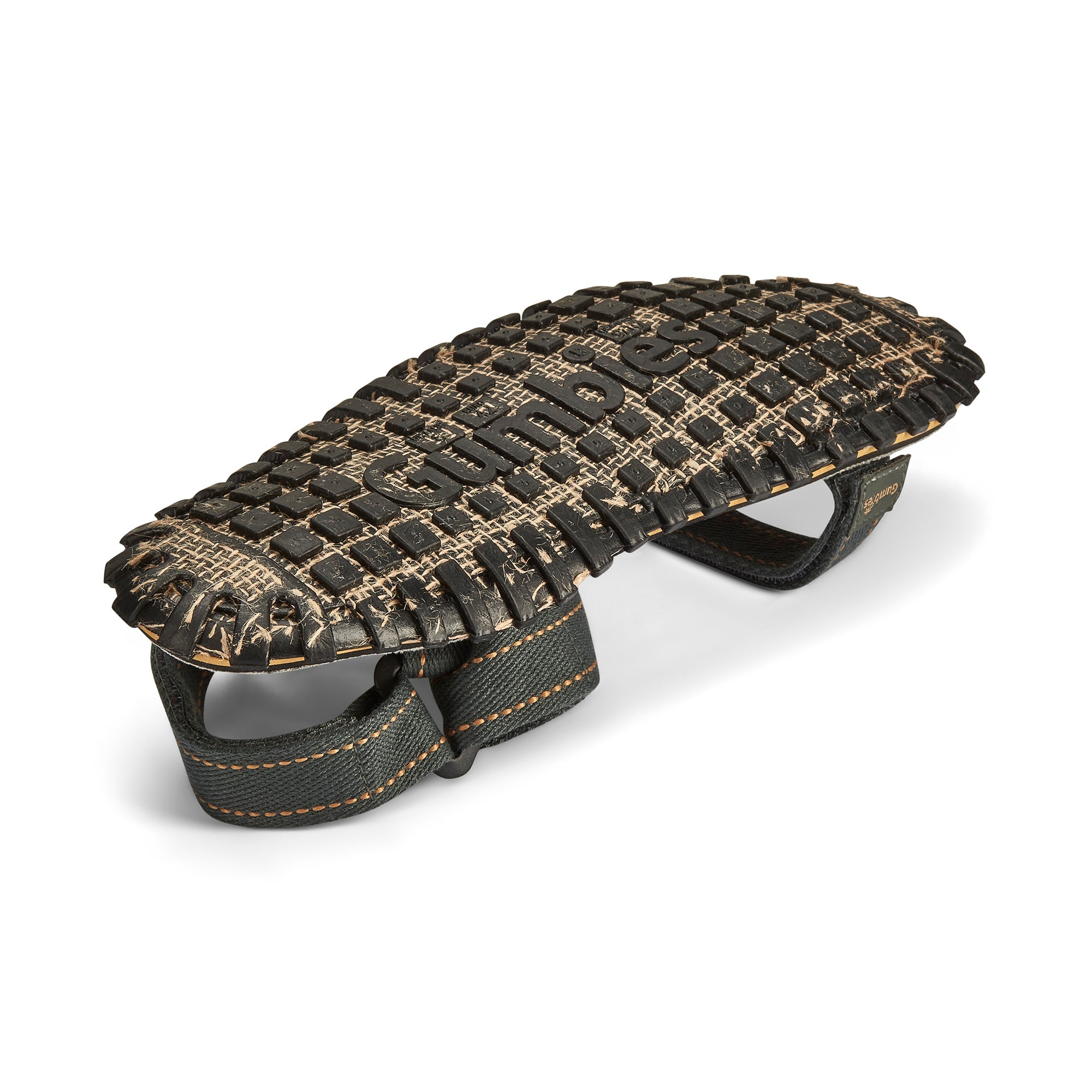 Textured black and brown car seat cover on a white background