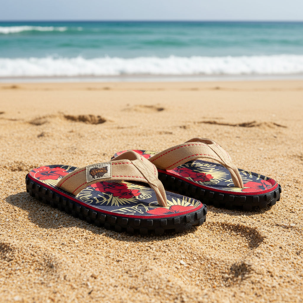 Islander Flip-Flops - Men's - Denim Hibiscus