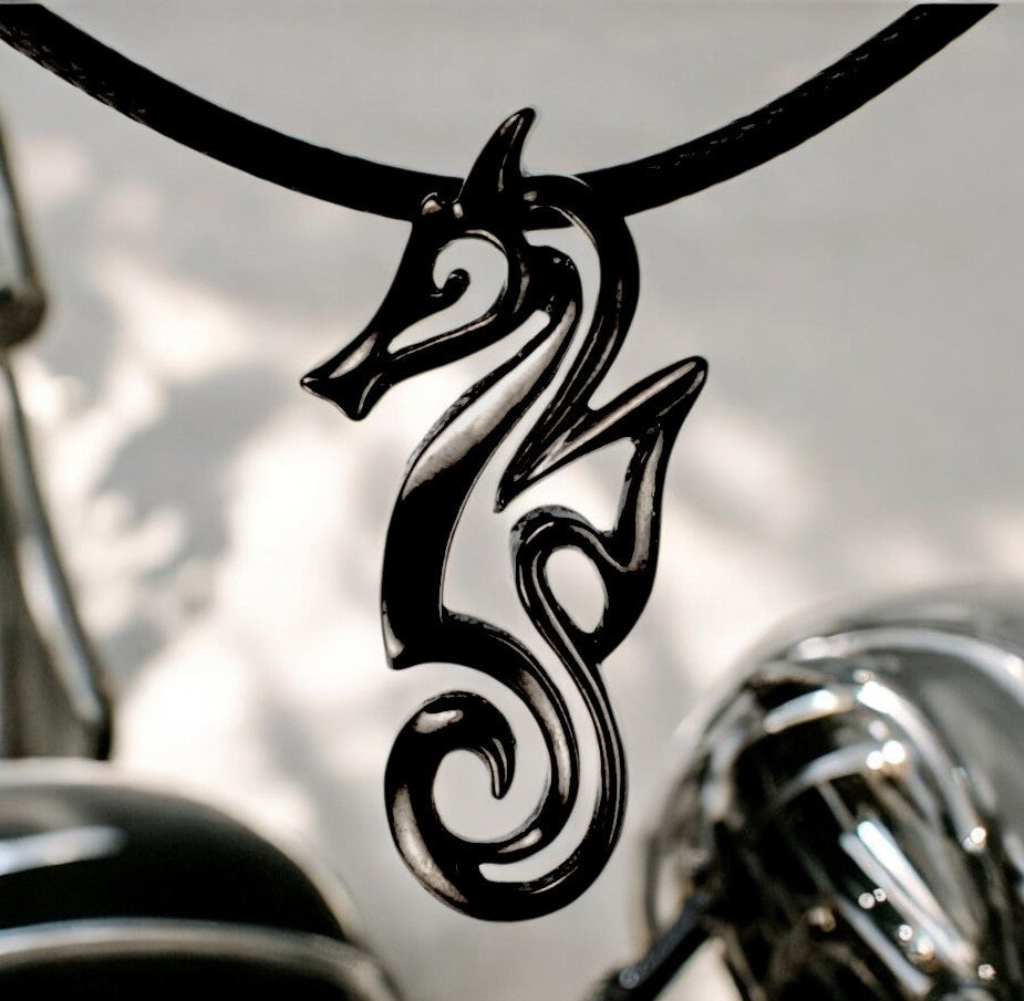 Black Seahorse Necklace