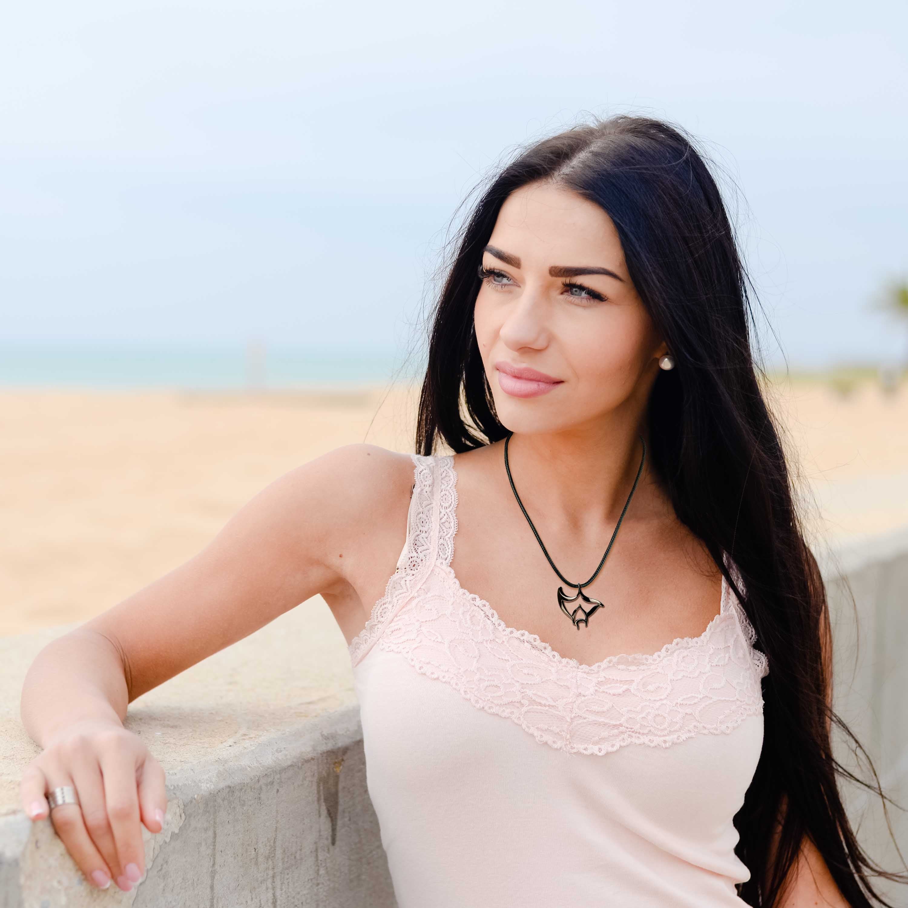 Black Manta Ray Necklace for Men and Women
