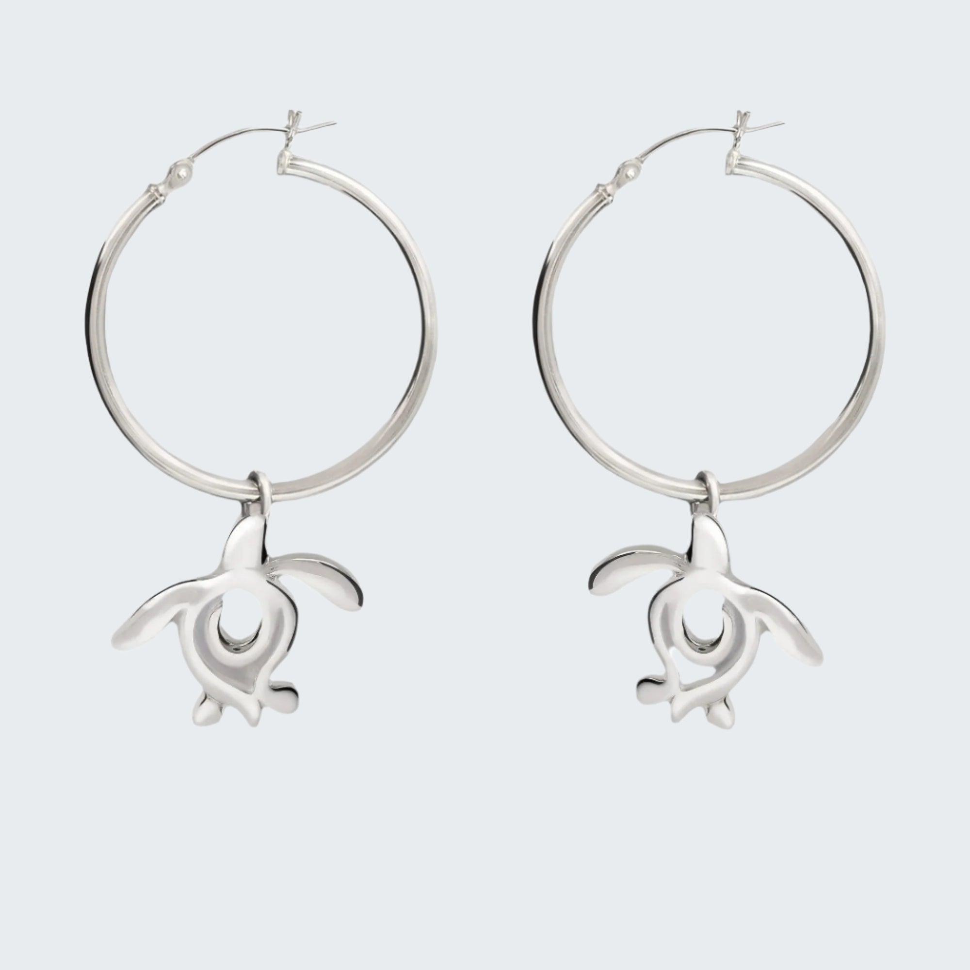 Sea Turtle Hoop Earrings Sterling Silver