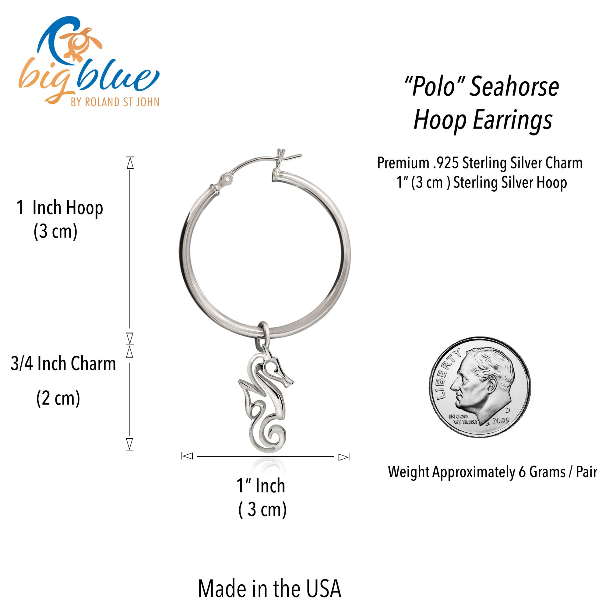Seahorse Hoop Earrings for Women Sterling Silver