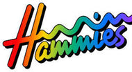 Colorful 'Hammies' logo with rainbow gradient on a white background