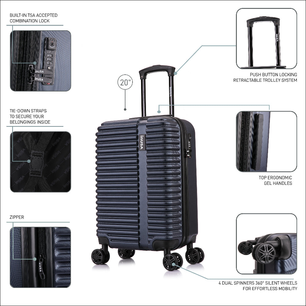 Black suitcase with features highlighted on a white background