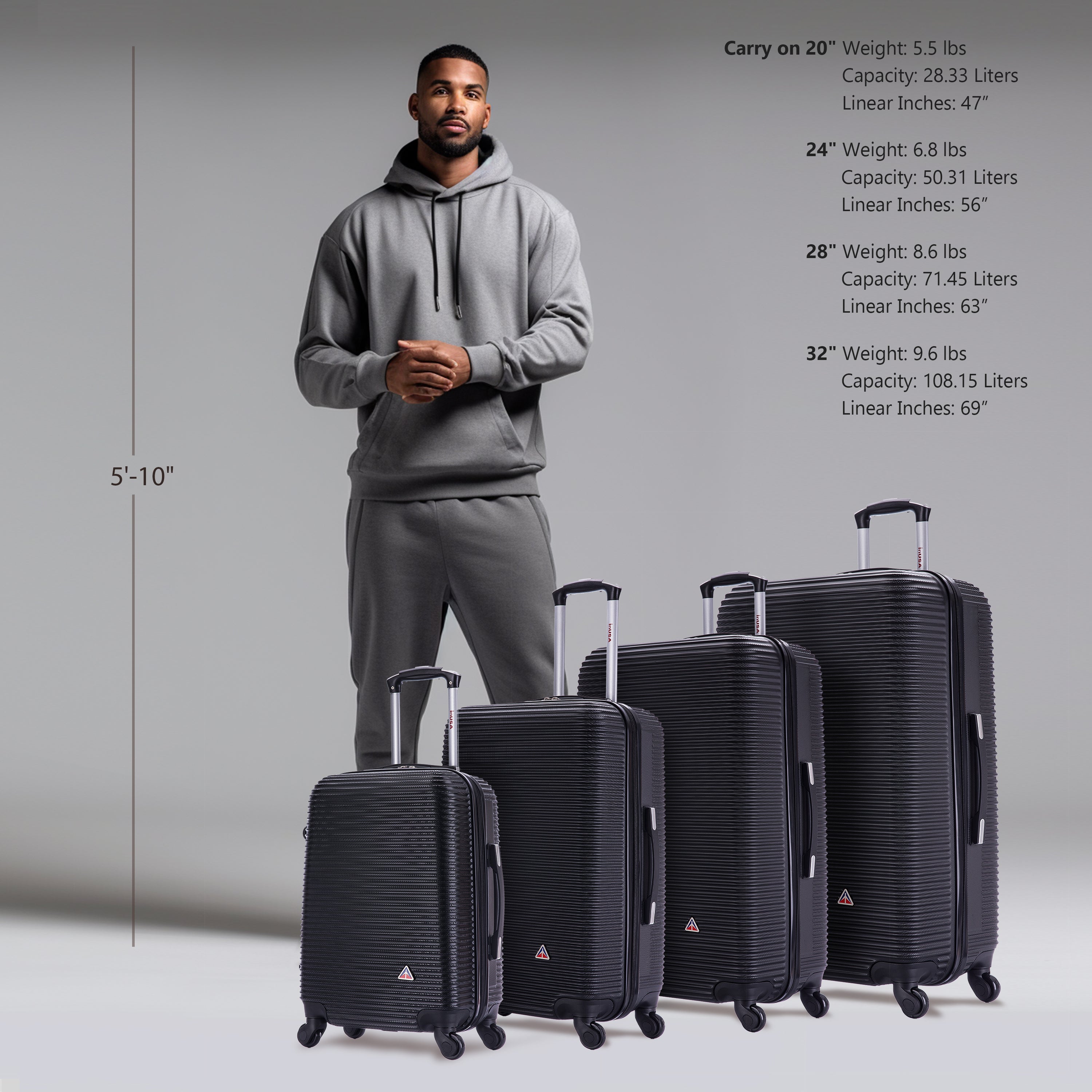 InUSA Luggage Royal 4 Piece Set 20''/24''/28''/32''