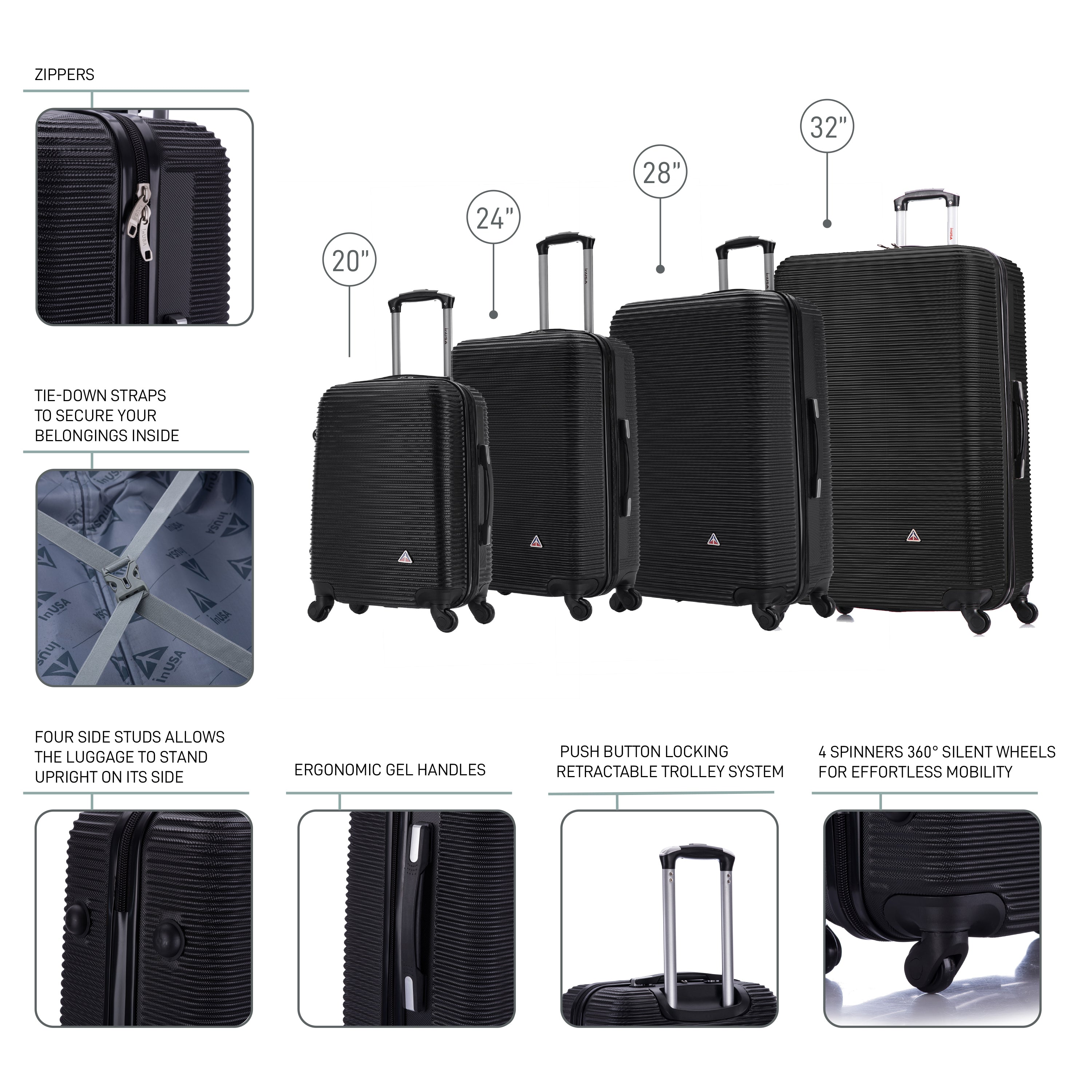 InUSA Luggage Royal 4 Piece Set 20''/24''/28''/32''