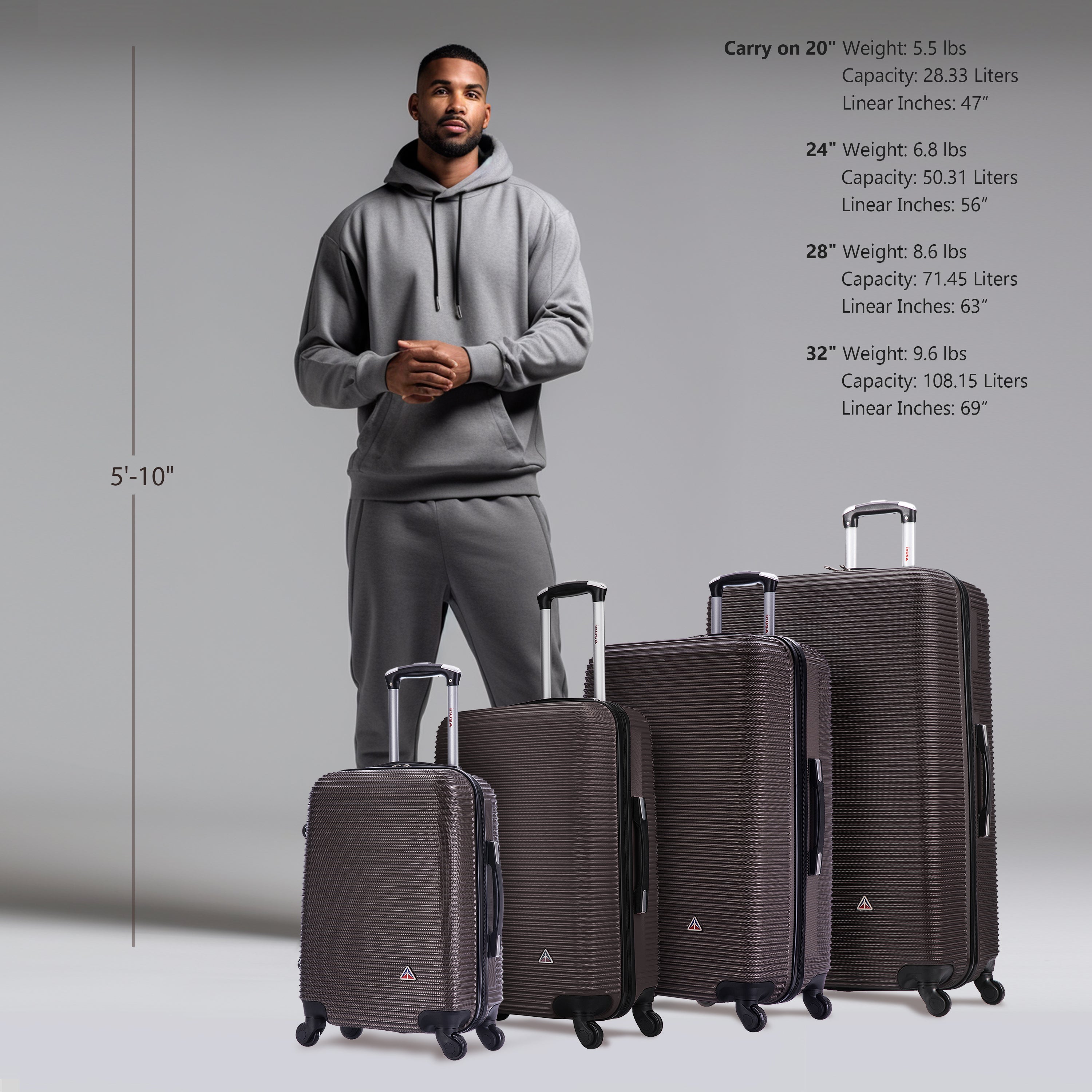 InUSA Luggage Royal 4 Piece Set 20''/24''/28''/32''