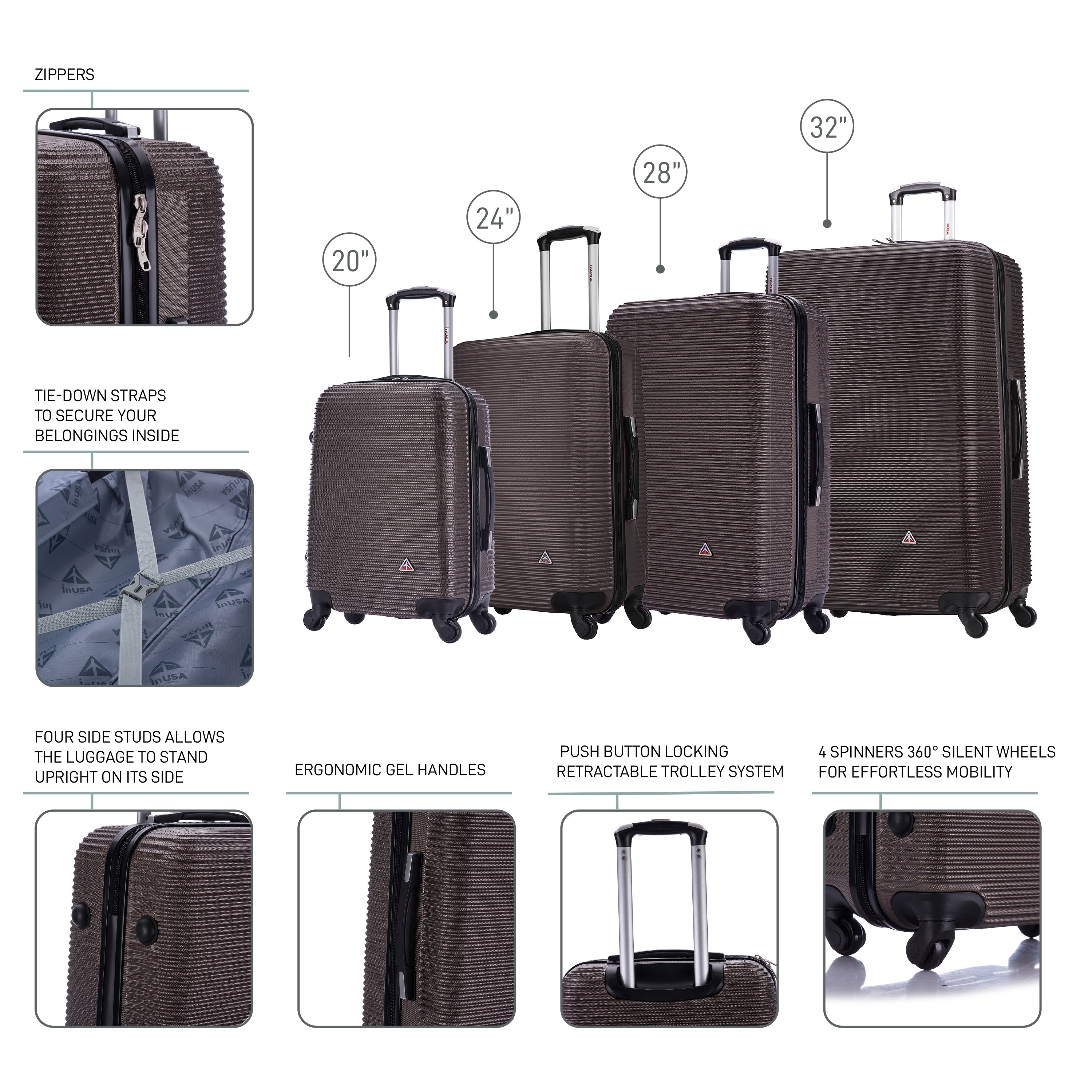 InUSA Luggage Royal 4 Piece Set 20''/24''/28''/32''