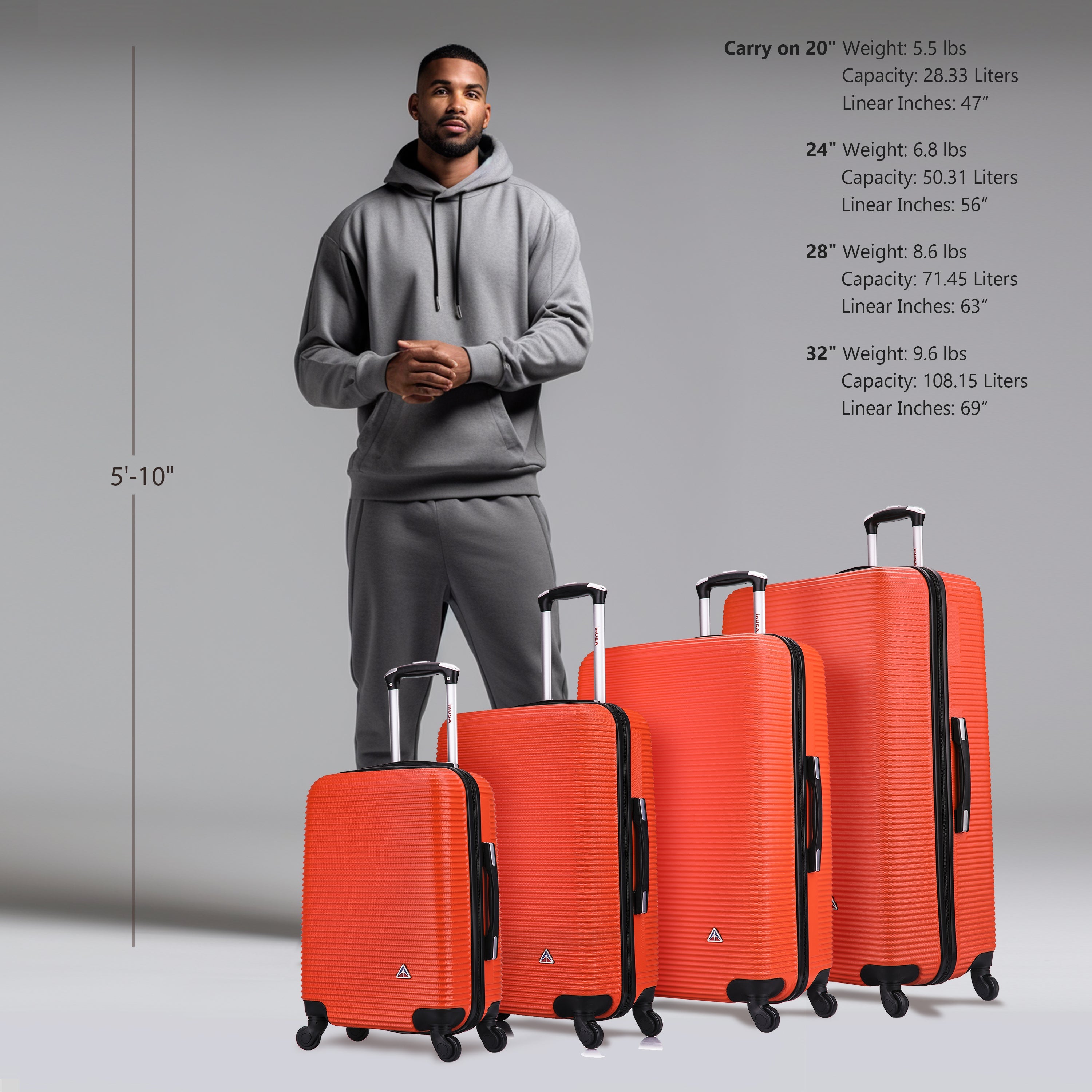 InUSA Luggage Royal 4 Piece Set 20''/24''/28''/32''