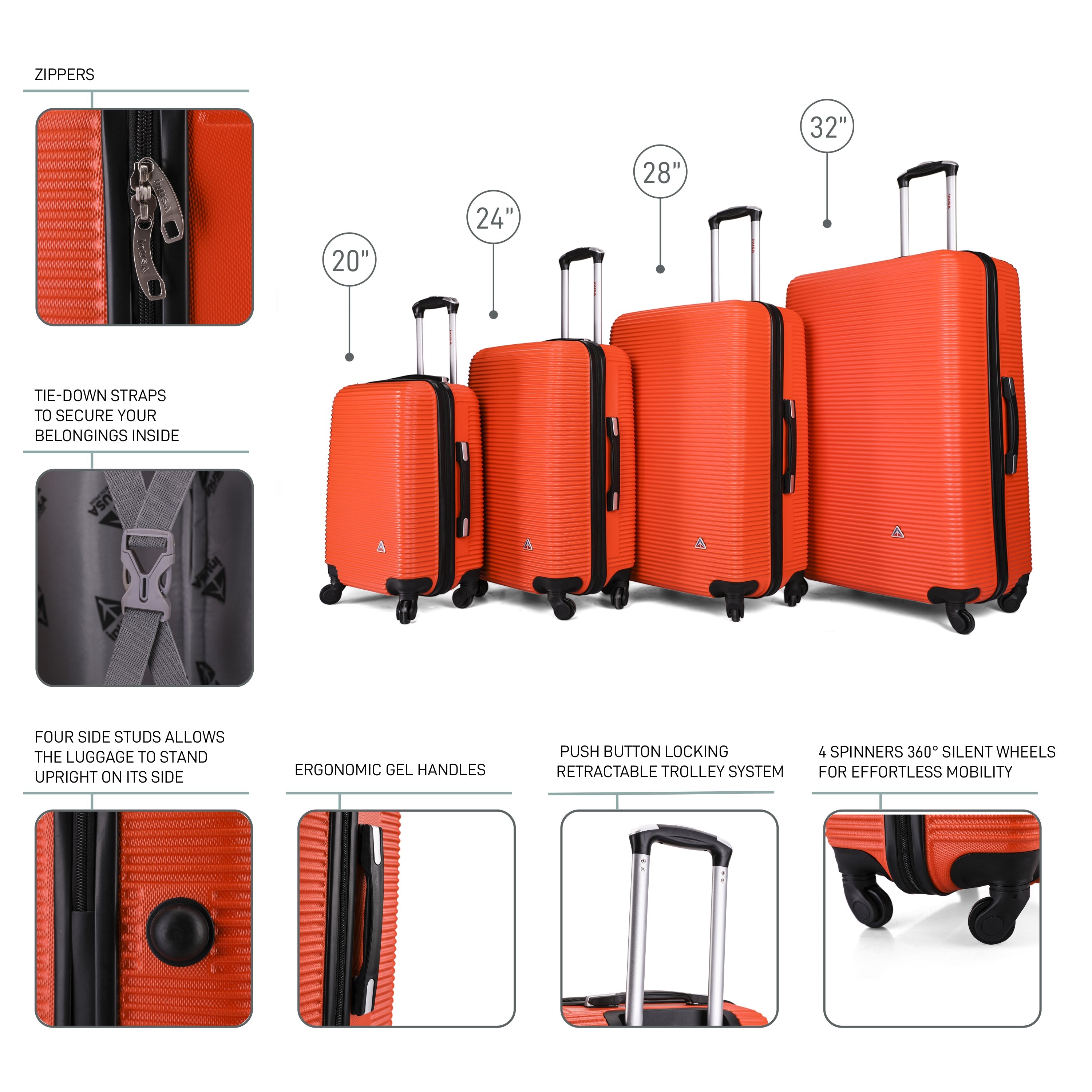 InUSA Luggage Royal 4 Piece Set 20''/24''/28''/32''