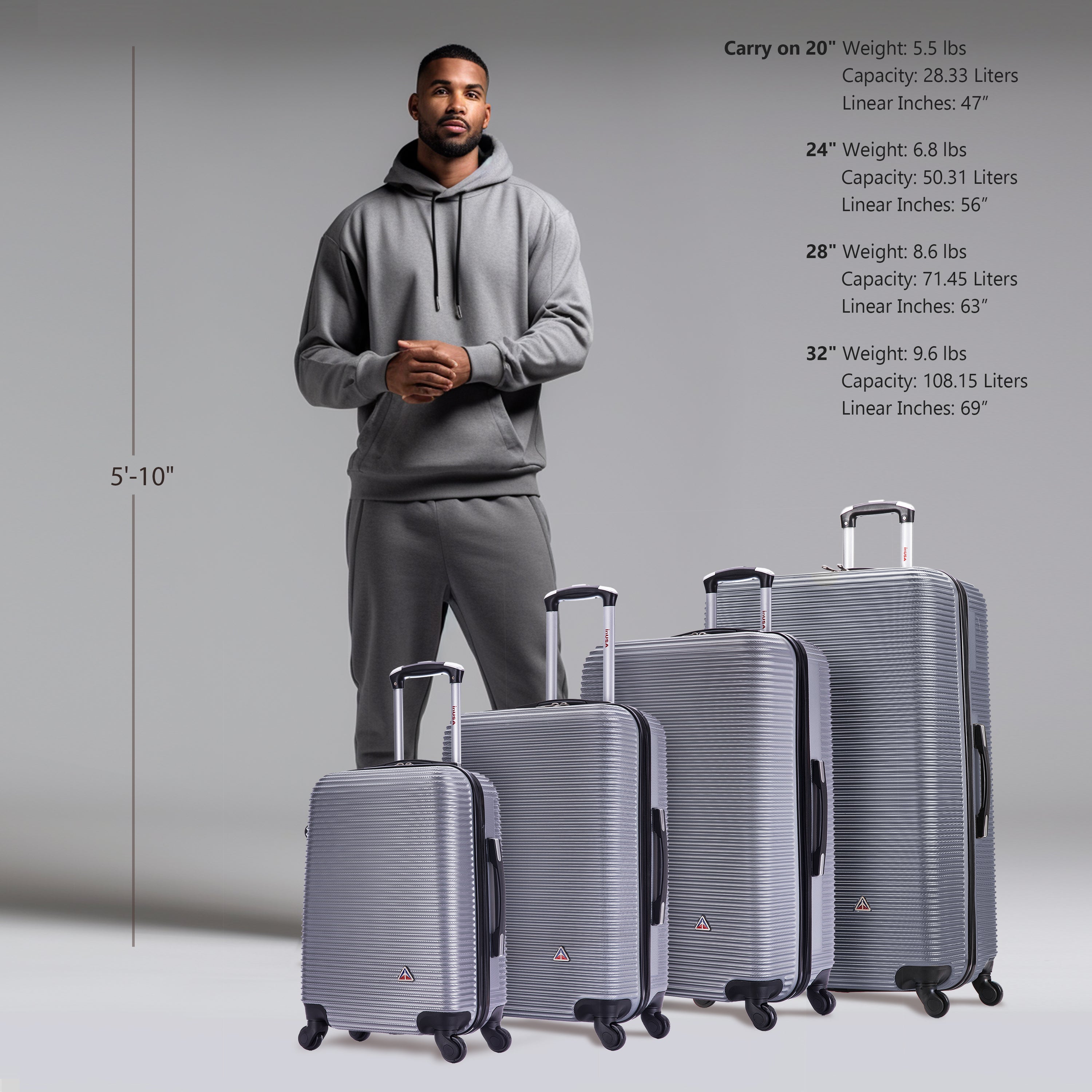 InUSA Luggage Royal 4 Piece Set 20''/24''/28''/32''