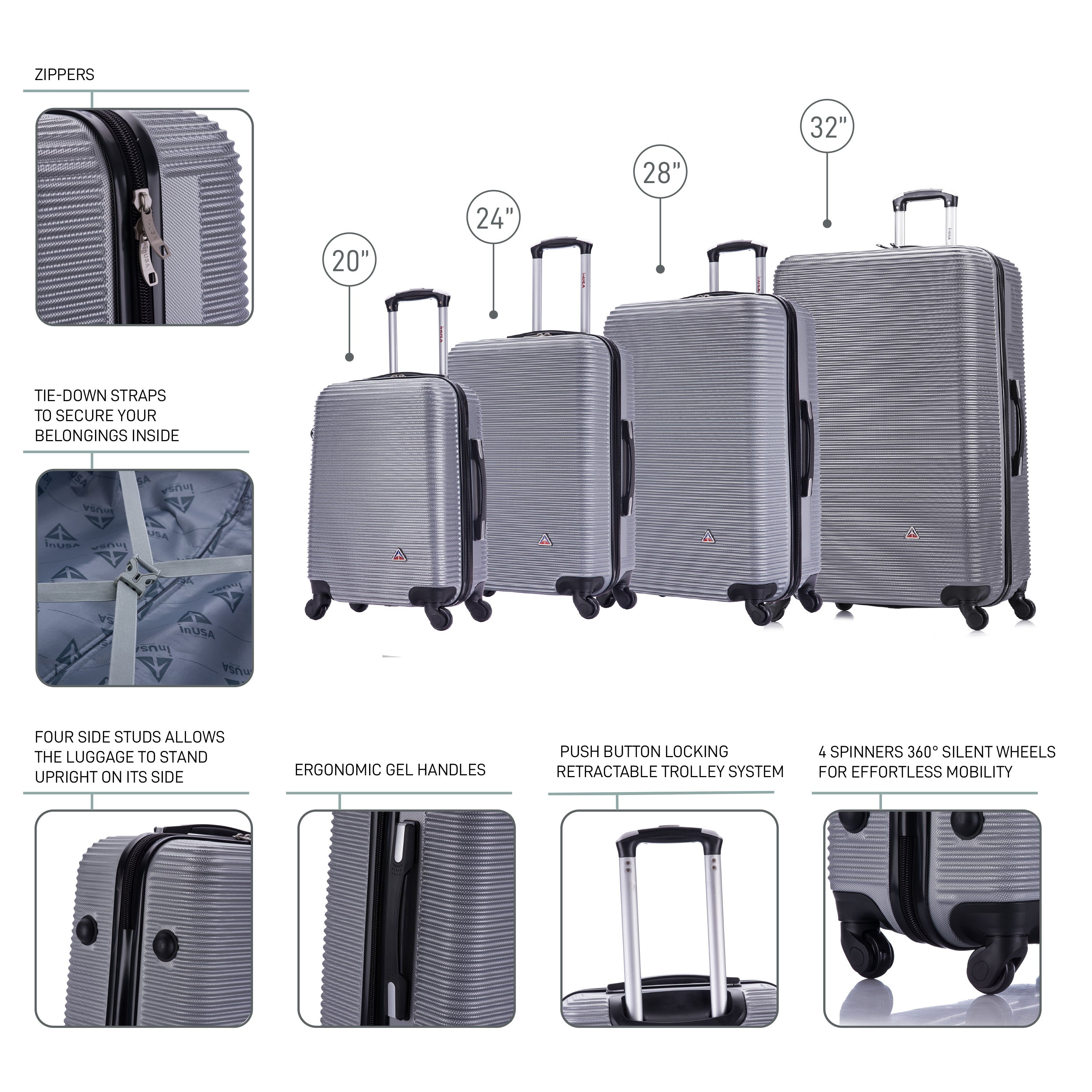 InUSA Luggage Royal 4 Piece Set 20''/24''/28''/32''
