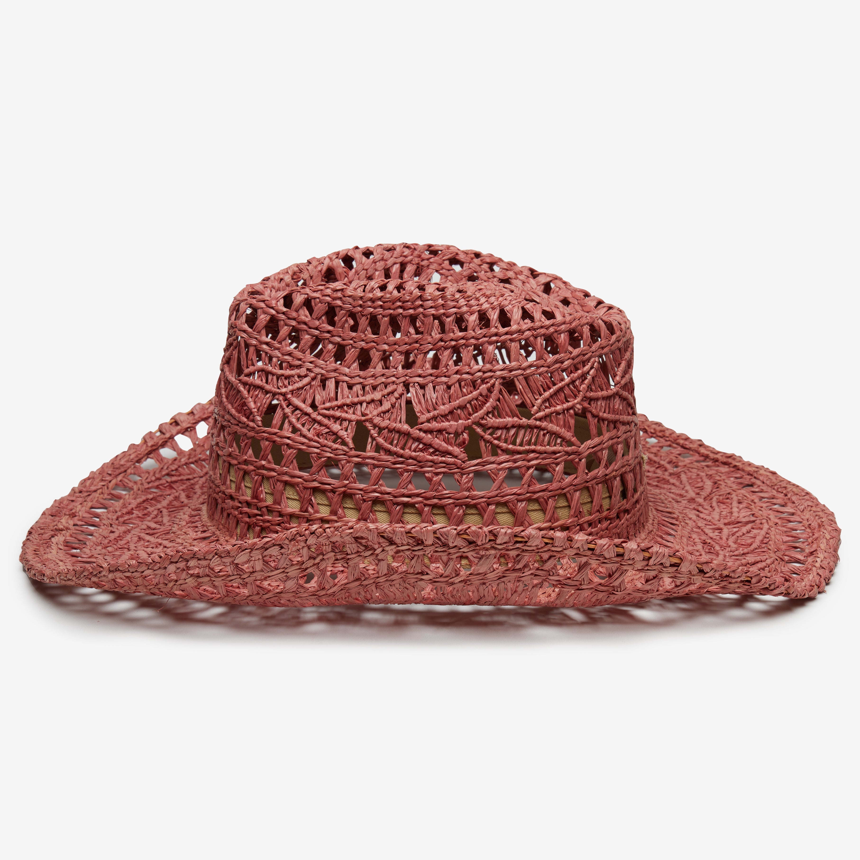Red woven hat on a white background