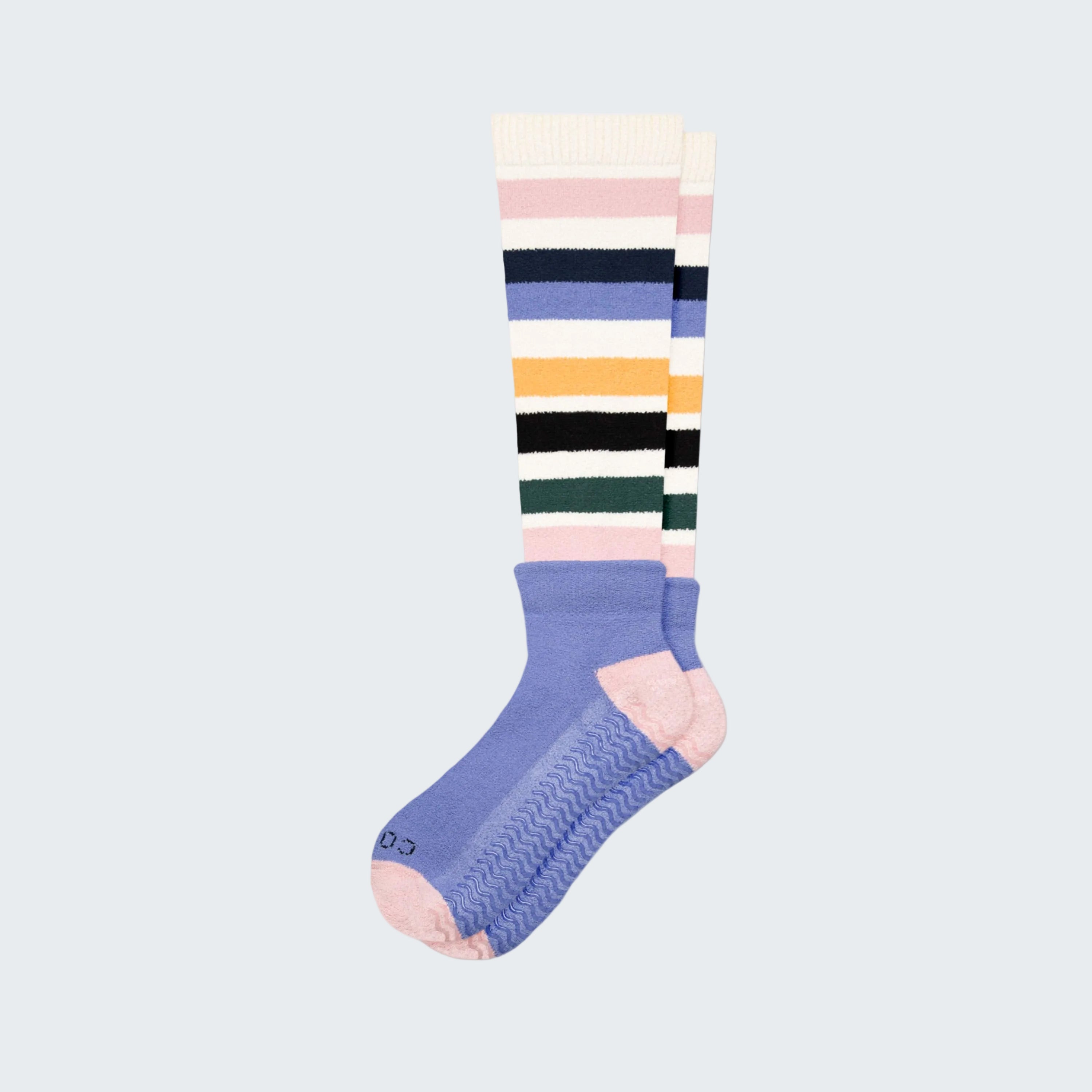 Colorful striped sock on a white background