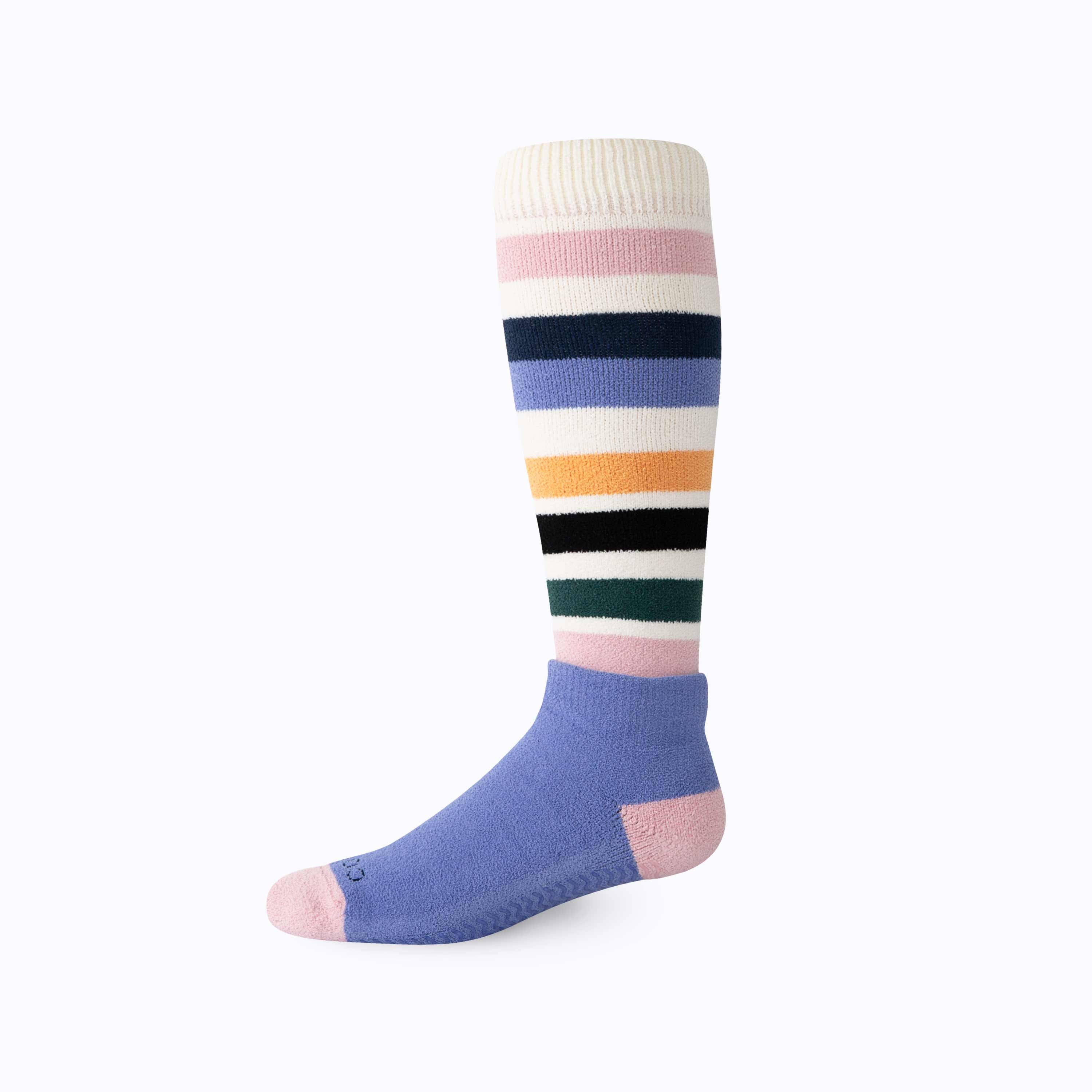 Colorful striped sock on a white background