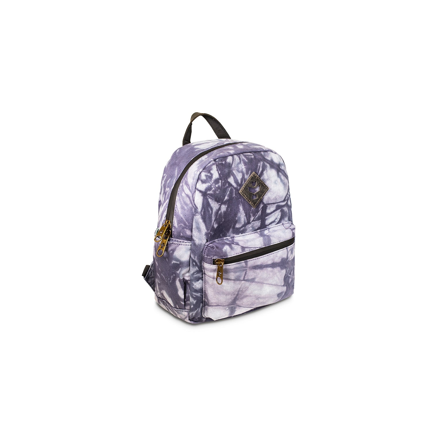 Backpack with a tie-dye pattern on a white background