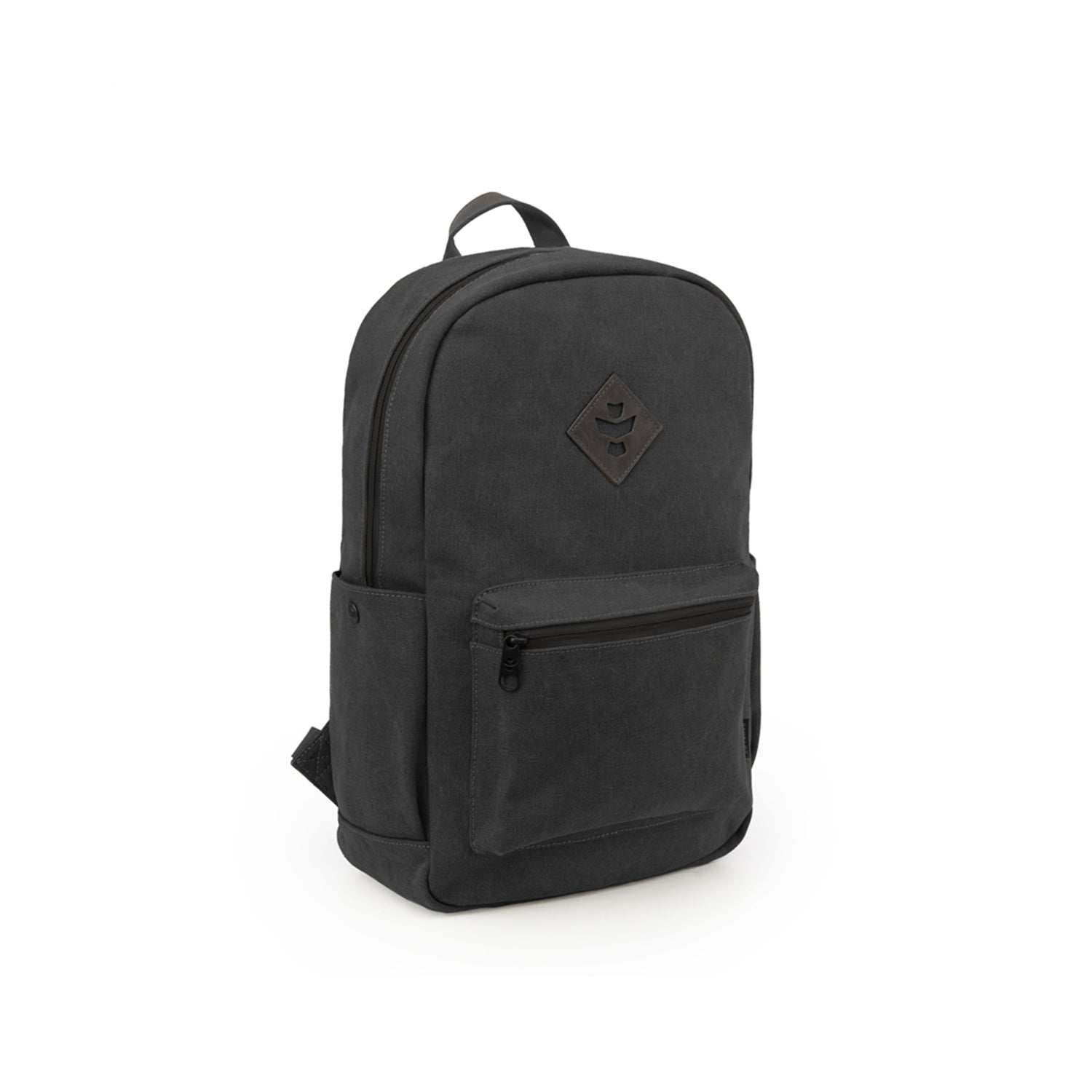 Black backpack on a white background