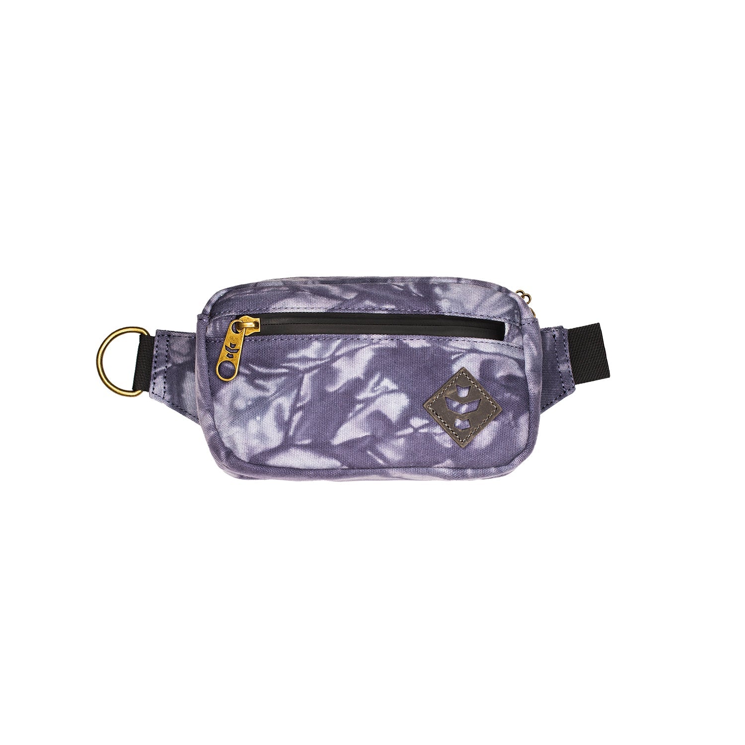 Purple camouflage waist bag on a white background