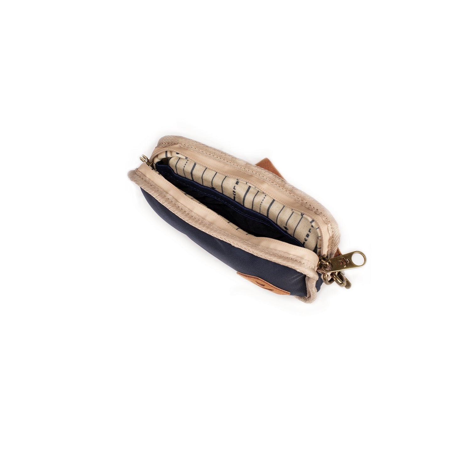 Small pouch with zipper on a white background