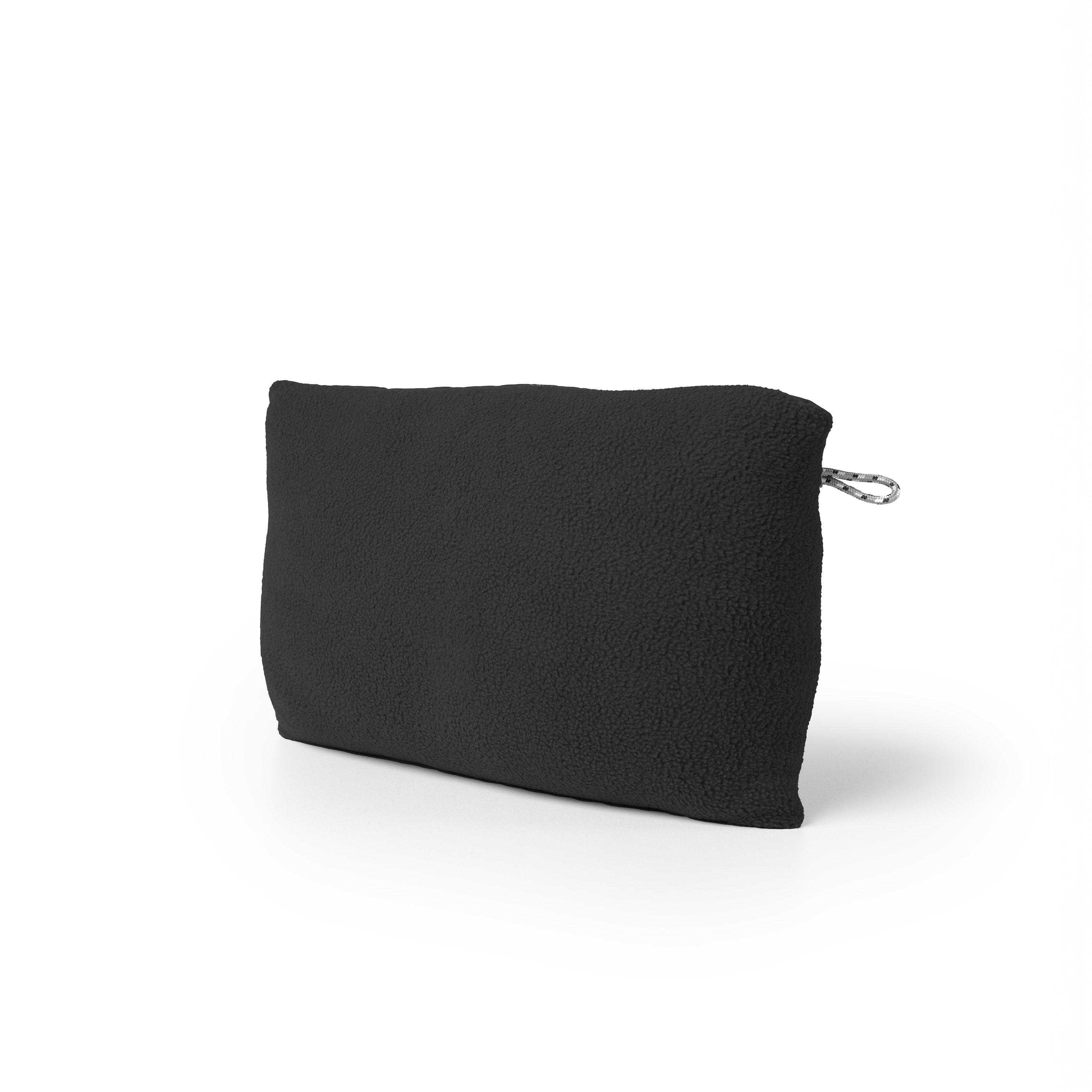Black pouch with a zipper on a white background