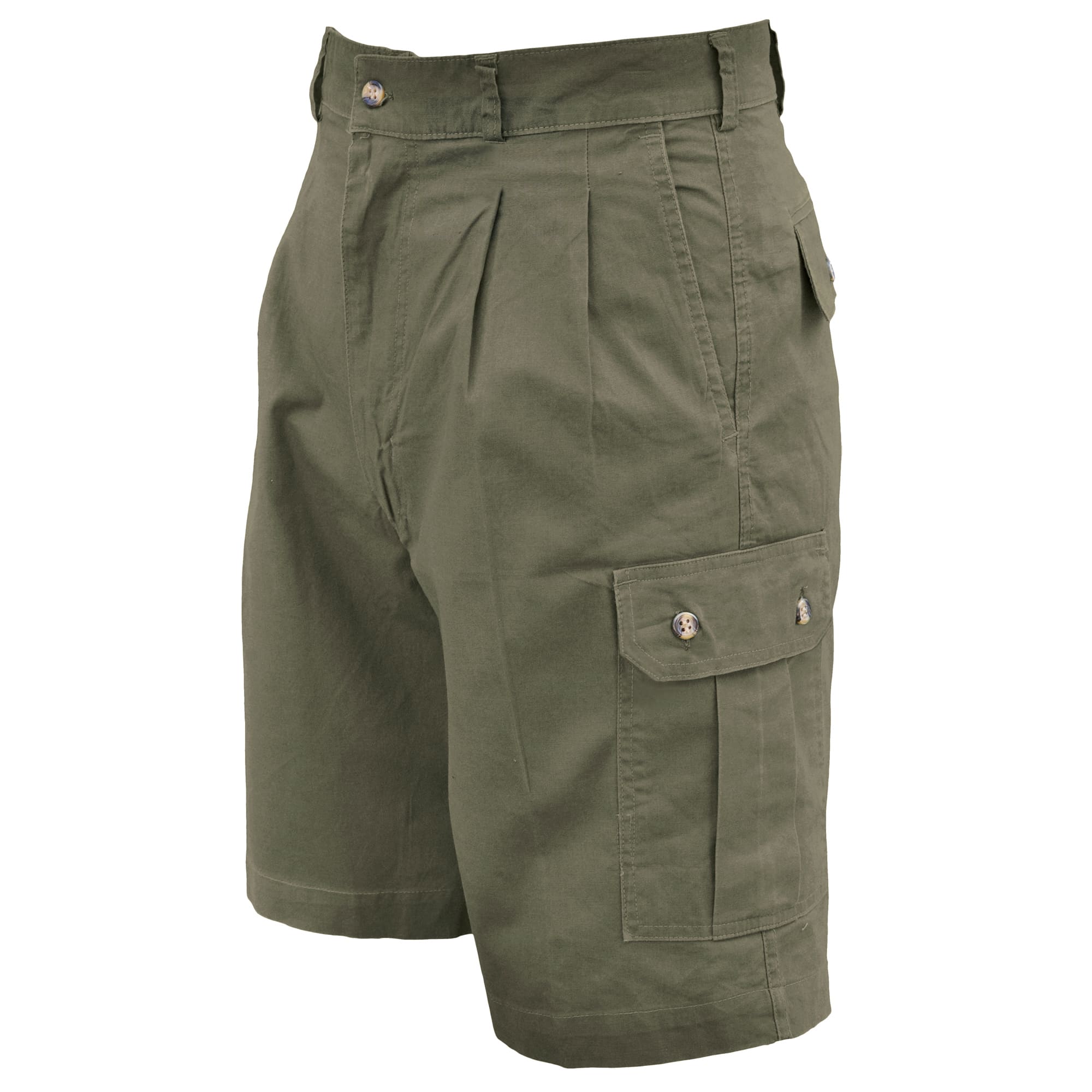 Green cargo shorts on a white background
